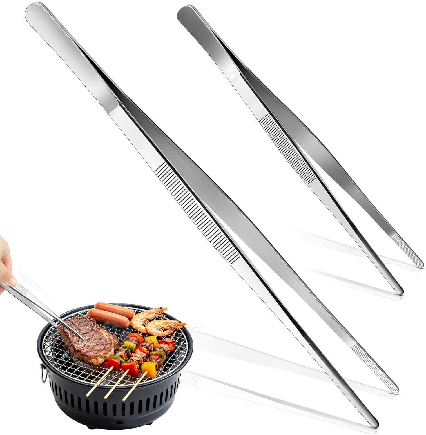 Pince Cuisine - lot de 2, inox, 30cm et 20cm, cuisson et grill