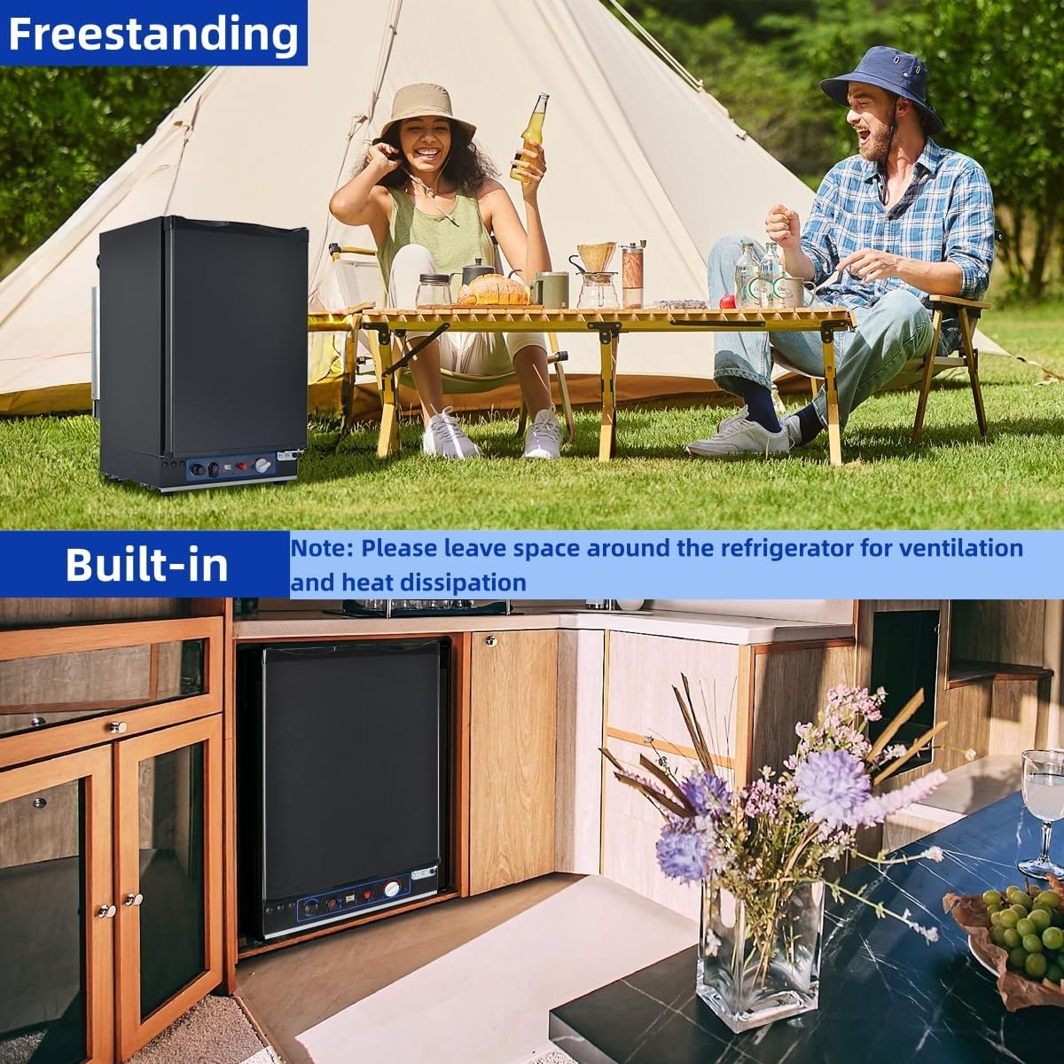 Smad - Frigo Gaz 40L - tri-mixte 12V/220V gaz, compact, noir