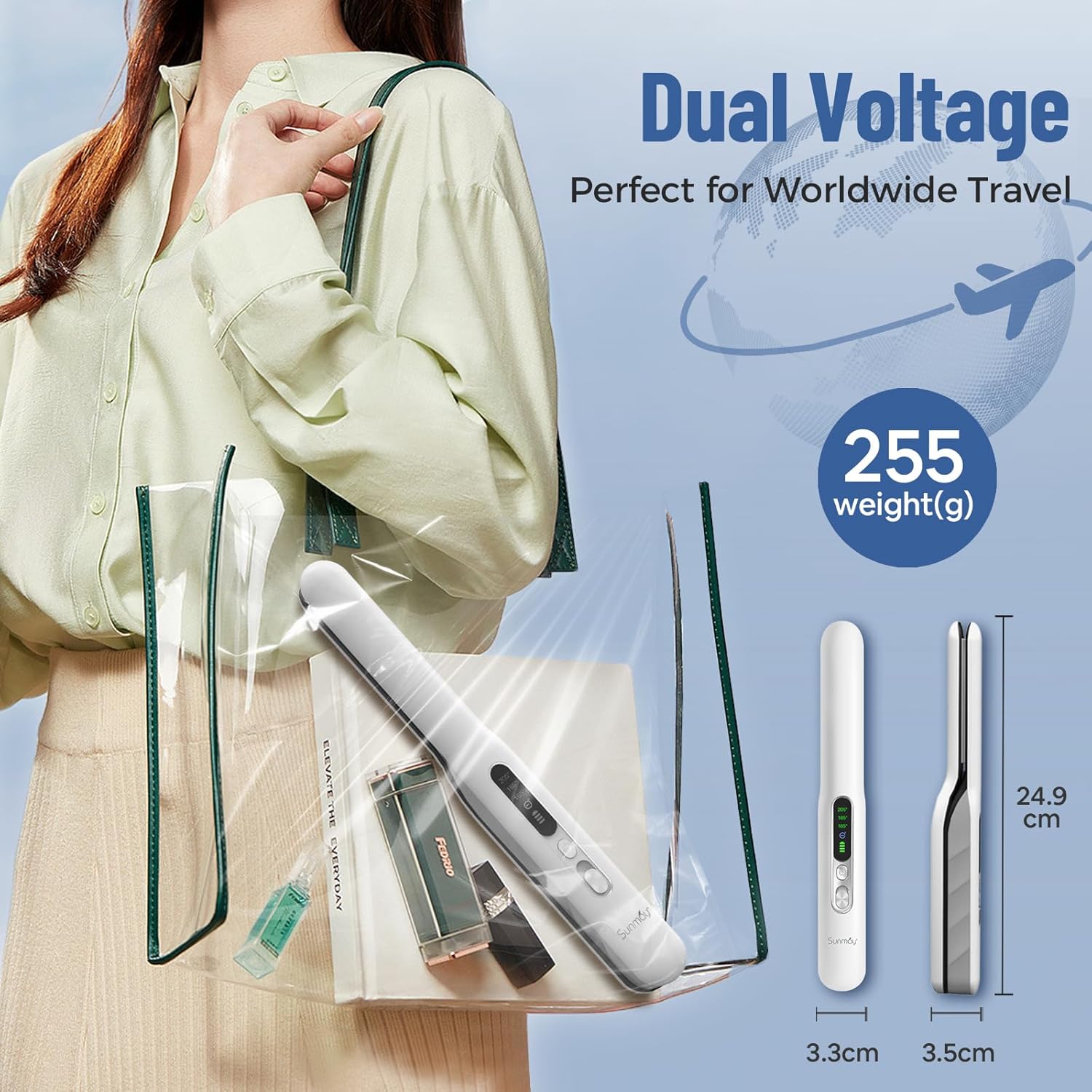 SUNMAY - Voga Plus - lisseur portable titane 20s, ions négatifs, 5000mAh