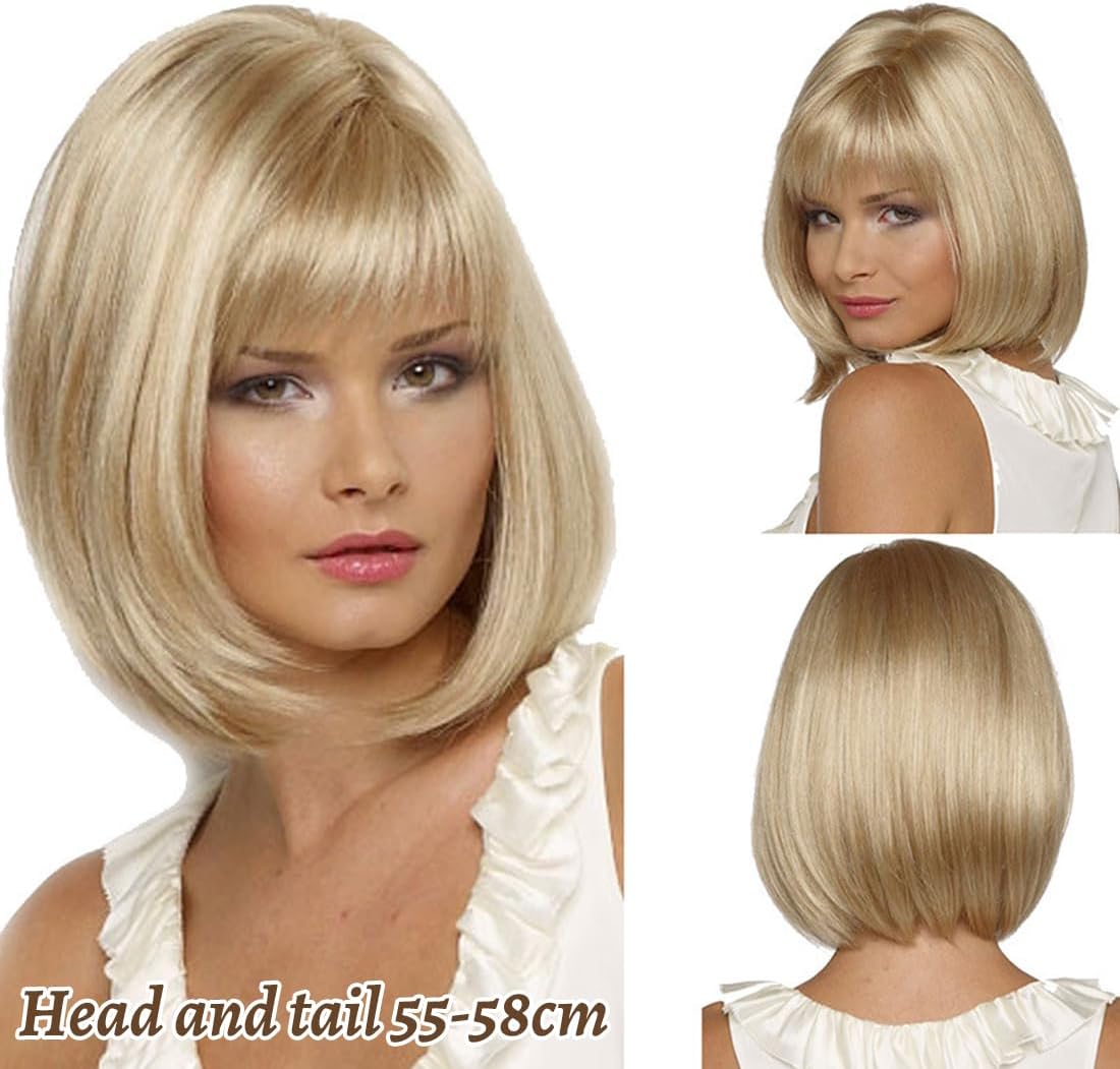Perruque femme - cheveux synthétiques courts - blonde - usage quotidien et cosplay