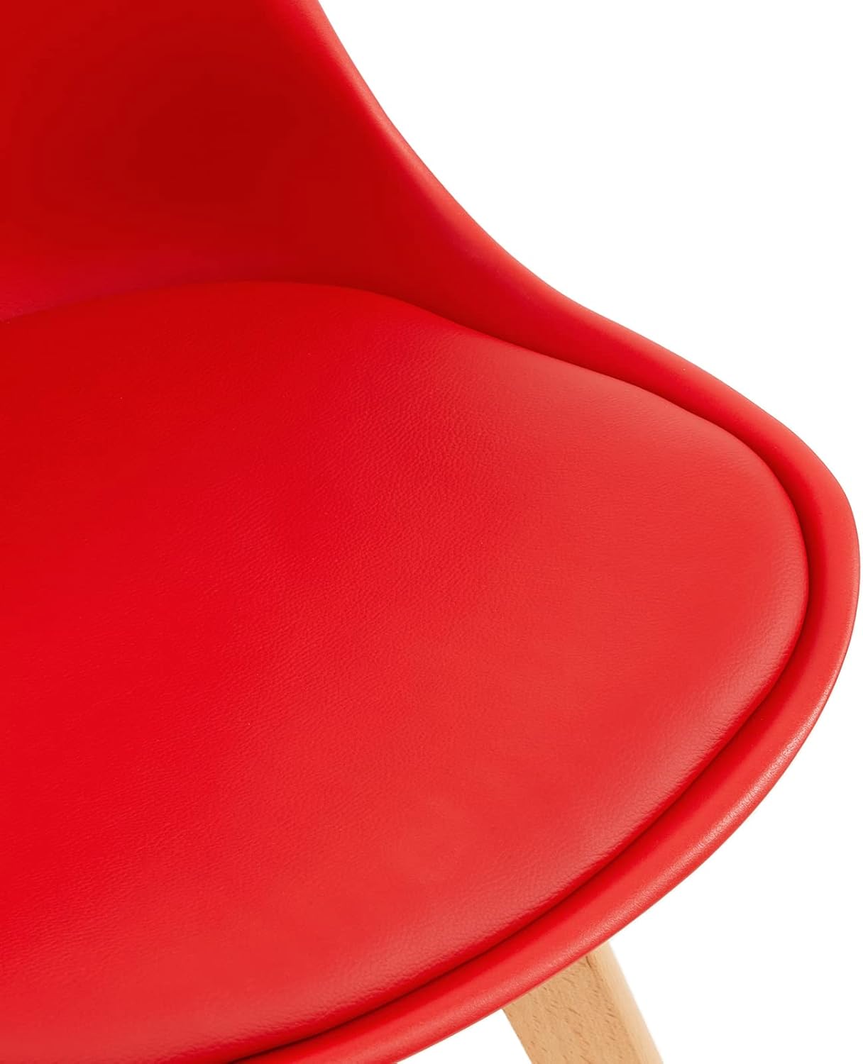 EGGREE - chaises scandinaves lot de 8 - bois hêtre, rouge, rembourrées