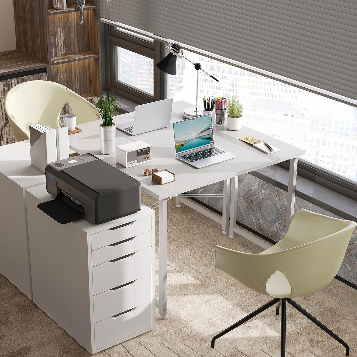 ODK - Petit bureau d'ordinateur - 80x40cm - blanc, table d'étude