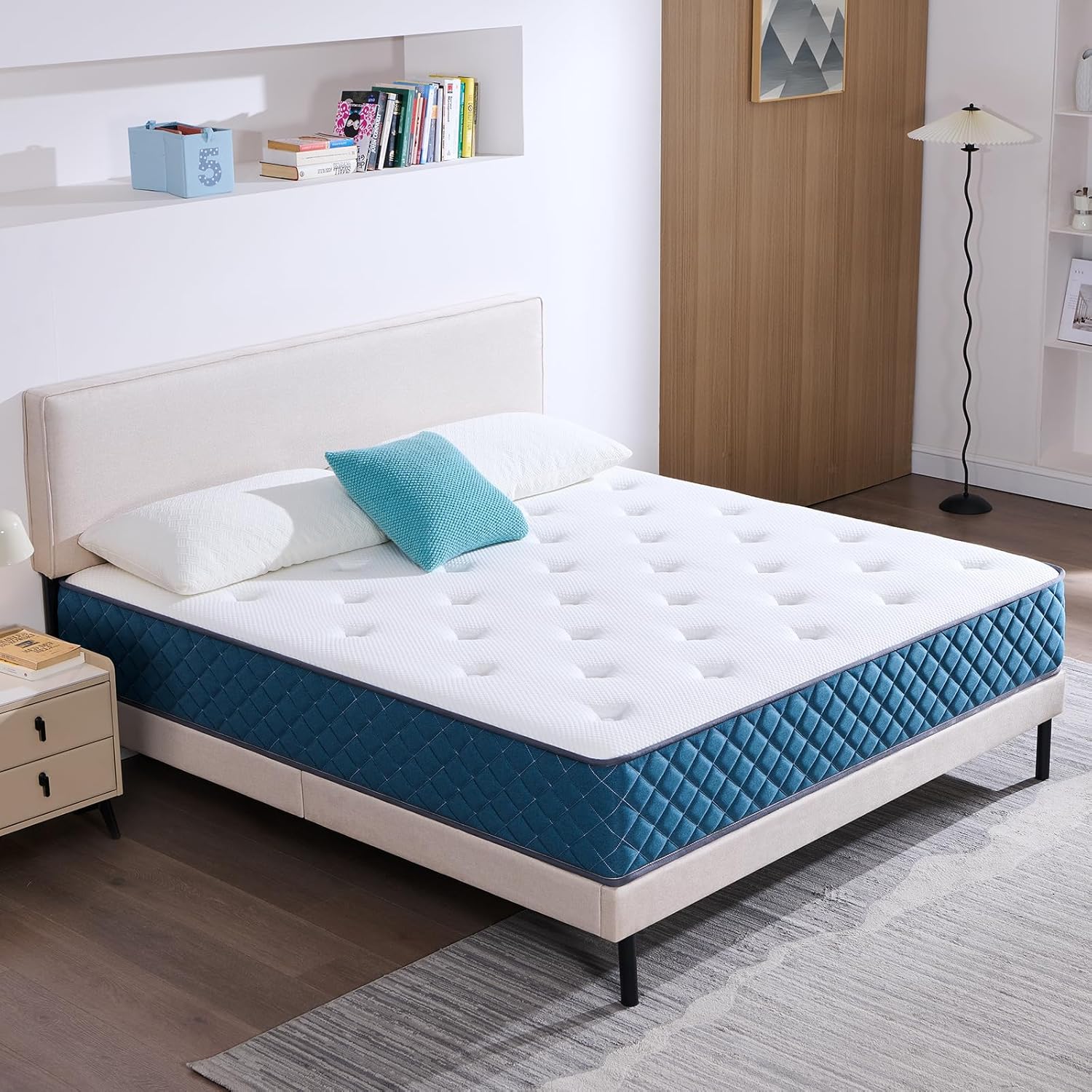 Matelas - Ressorts ensachés & mémoire de forme - 140x190x22 cm - soutien moyen, durable, respirant
