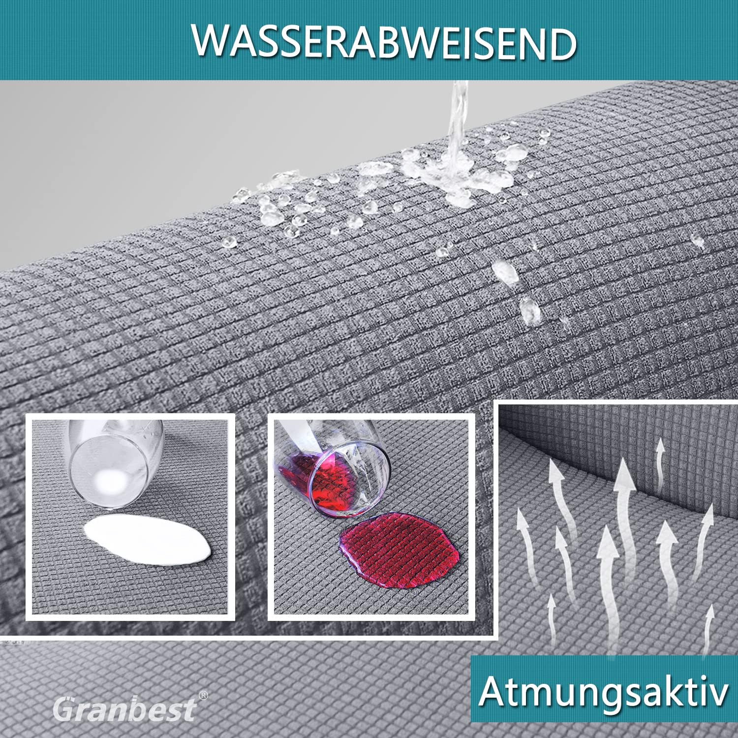 Granbest - housse futon élastique 120-160cm - imperméable, antidérapante, gris clair