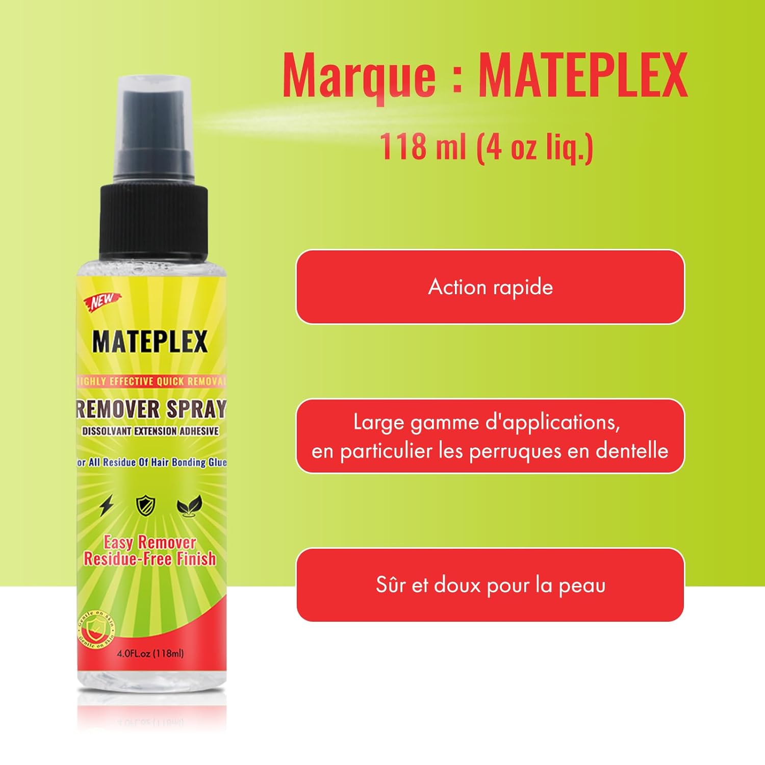 Dissolvant extensions adhésives/colle perruque - 118ml - action rapide, facile à utiliser, entretien postiches