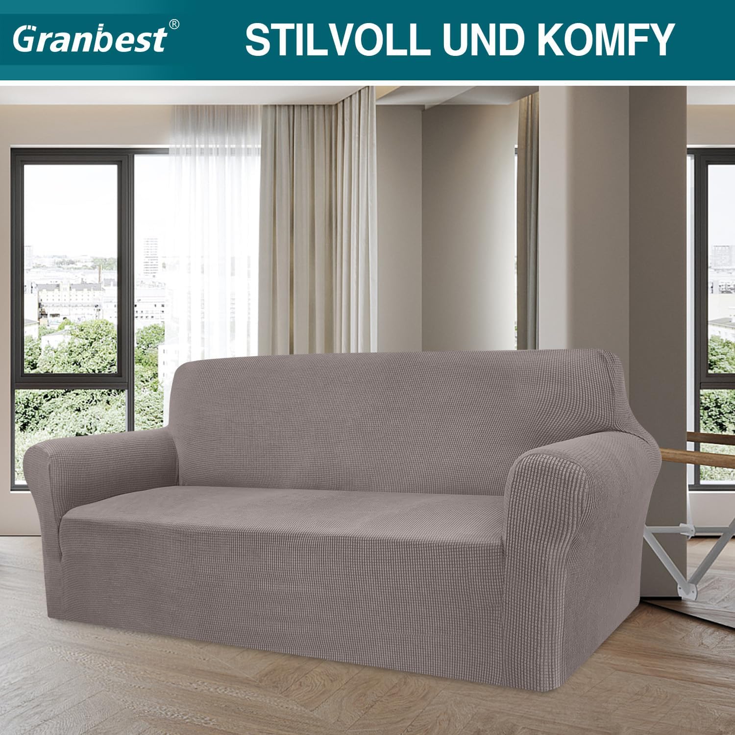 Granbest - housse canapé jacquard élastique 3 places - protection animaux