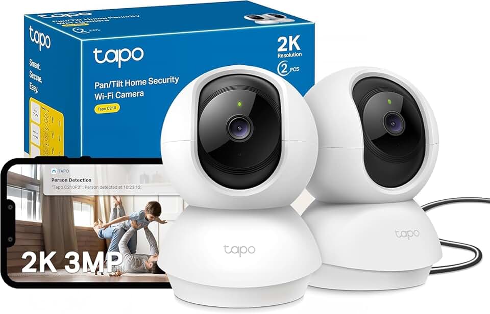 TP-Link - Tapo C210 - Rotation 360°, Vision Nocturne, 2K QHD, 3MP, Pack 2