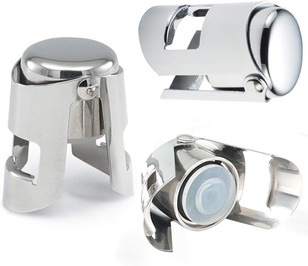 Bouchons à champagne/vin inox - lot de 3 - fermeture hermétique