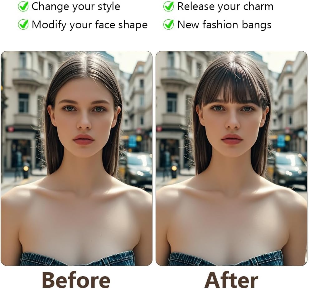 Extension Frange à Clip - air bangs - marron noir - effet naturel