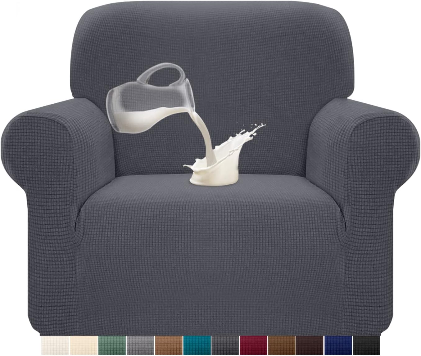 Granbest - housse canapé Stretch série Jacquard - 1 place - imperméable, mousse antidérapante, coloris gris