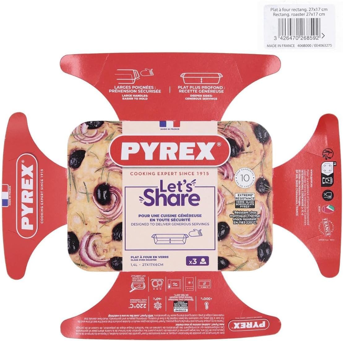 Pyrex - Irresistible - plat à four rectangulaire 27x17cm, verre