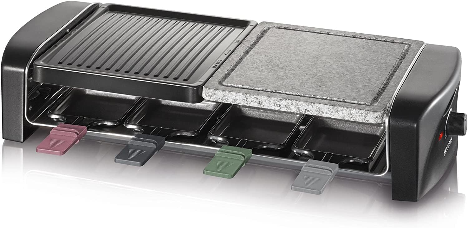 SEVERIN - Raclette 8 personnes - Plaques pierre et fonte, 1400W, RG 9645