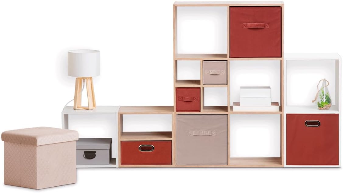 Five - pouf coffre velours beige lin 31x31 cm - assise et rangement