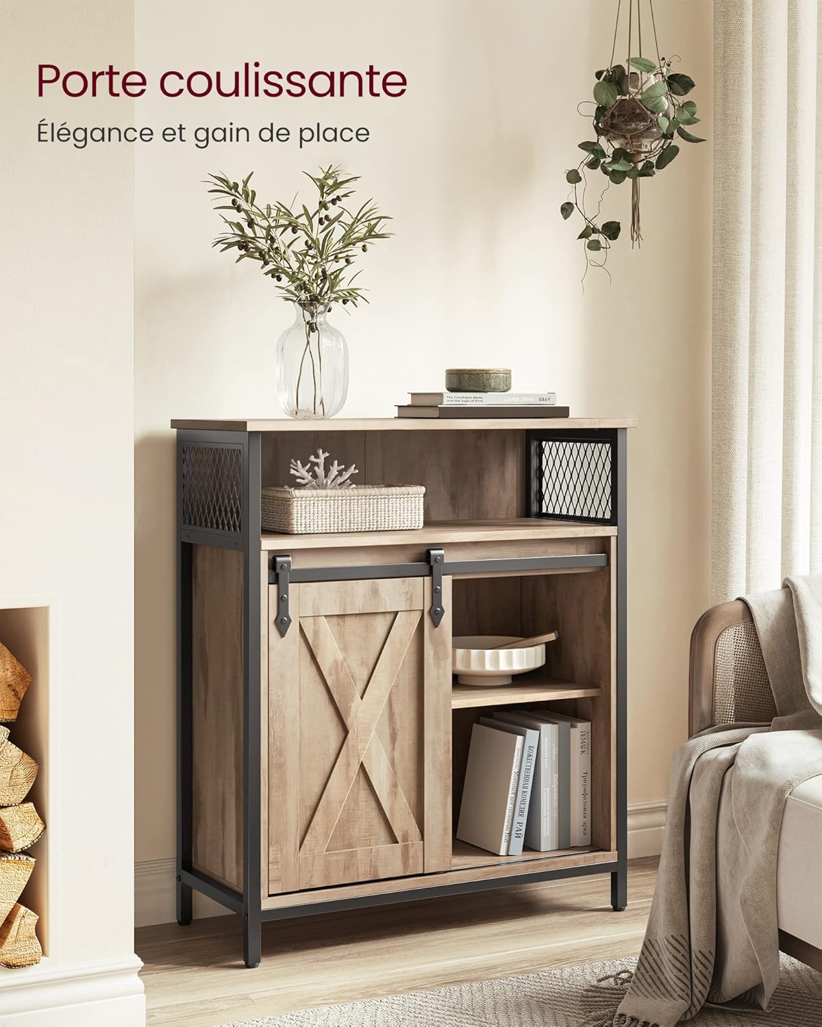 VASAGLE - Buffet Cuisine série rangement - 30x70x80cm - portes coulissantes, étagères réglables - LSC089B50V1