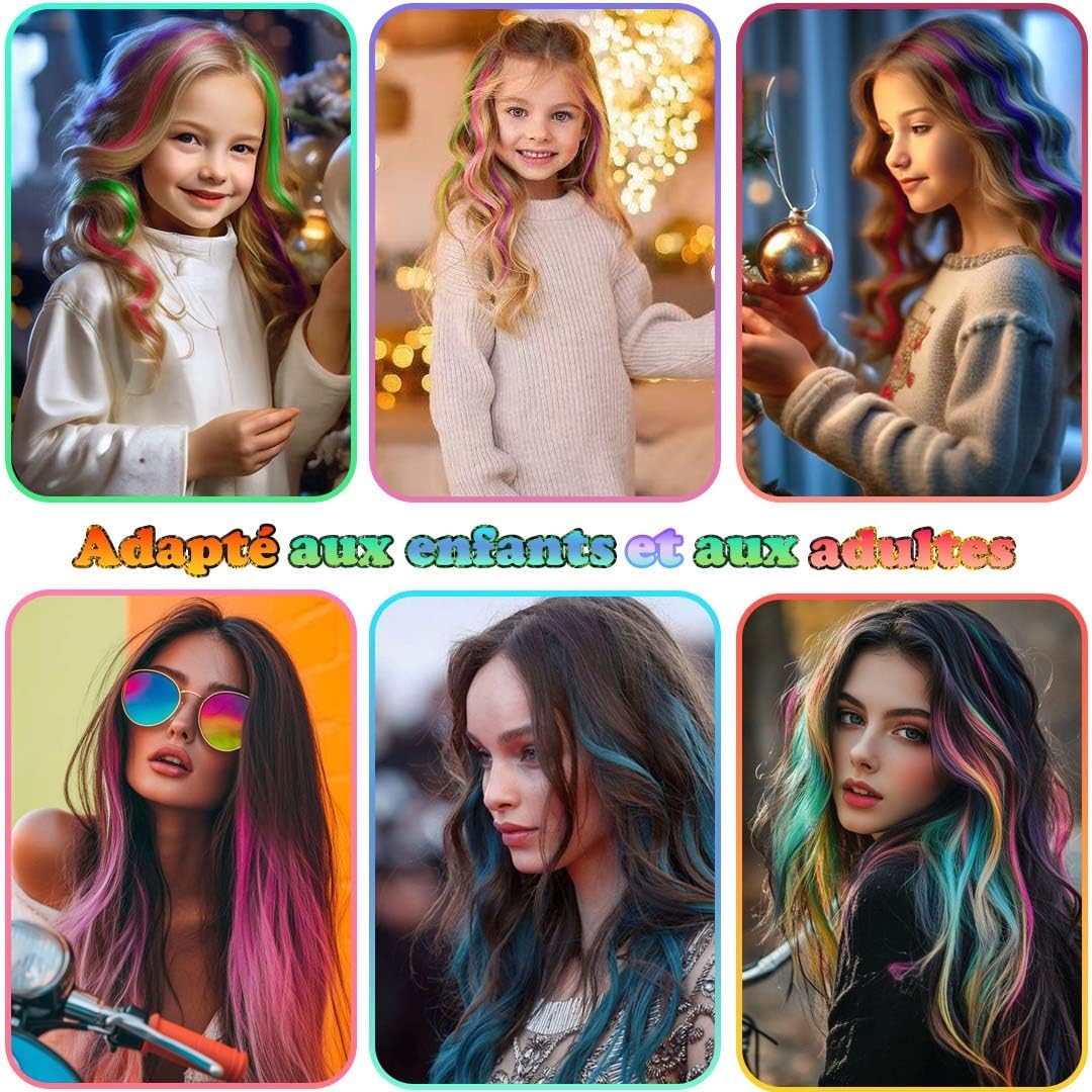 Extensions de cheveux - mèches colorées, 12 pièces, clips, Pourpre