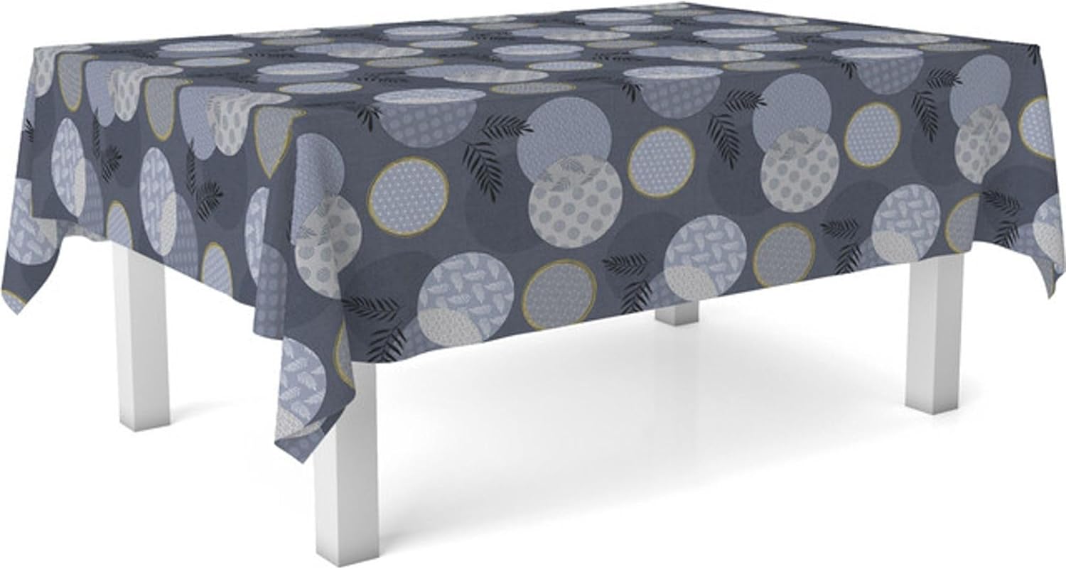 Nappe en toile cirée rectangulaire - 140x140 cm - anti-taches, imperméable, facile d'entretien, bleu