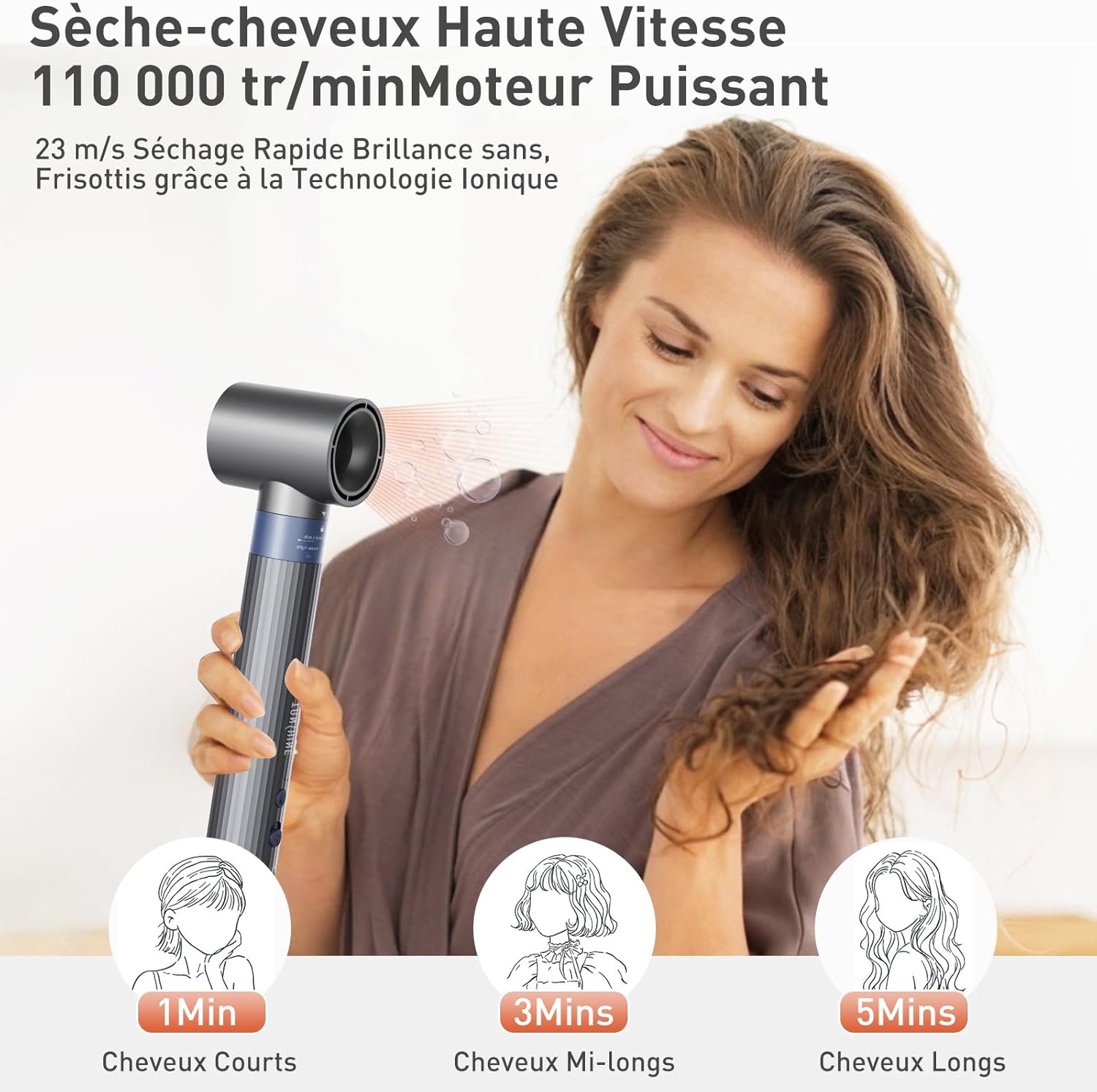 TANSHINE - Air Styler 5 en 1 - 1400W - Ionique, brushing, lissant, boucleur