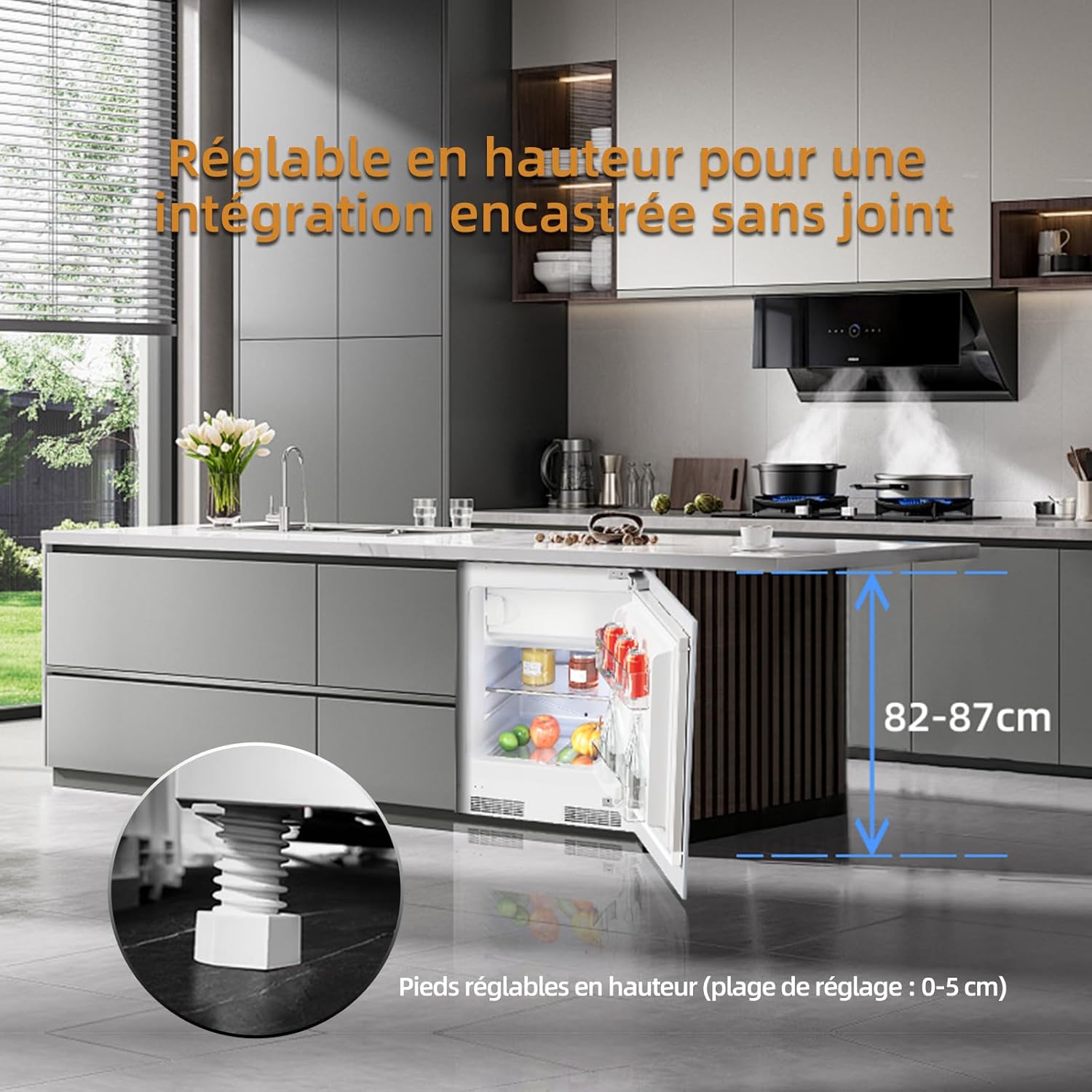 Réfrigérateur congélateur encastrable 82 cm, 96L, charnières réversibles, réglage température