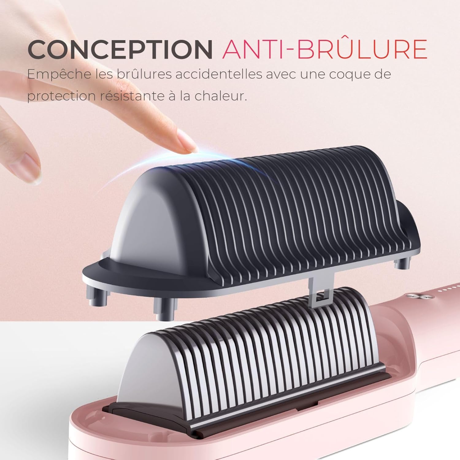 TYMO - Brosse lissante anneau, 5 températures, chauffe rapide, anti-brûlure