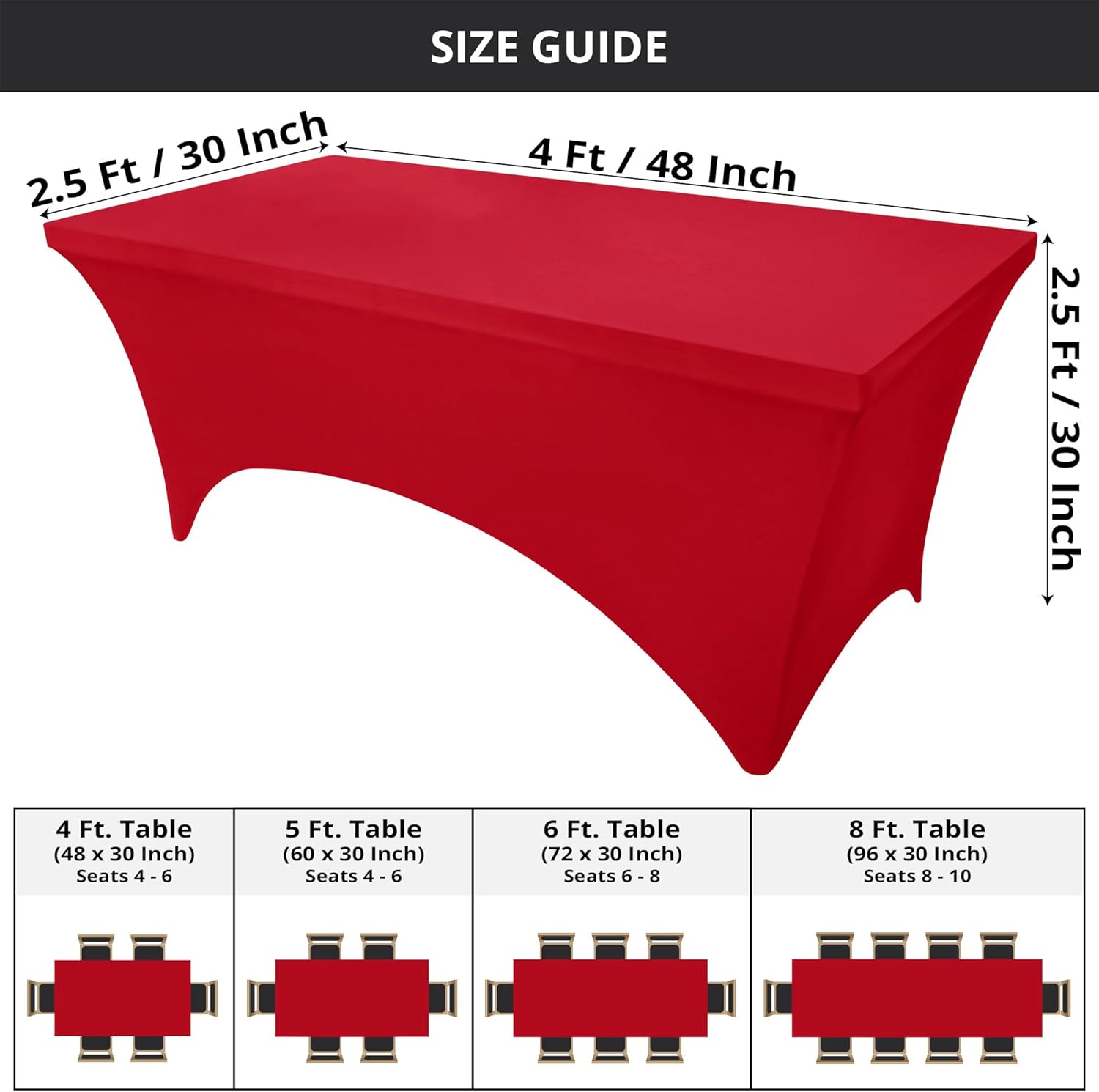 Utopia Kitchen - Nappe Extensible - 122 cm - Polyester spandex lavable, lot de 2, rouge