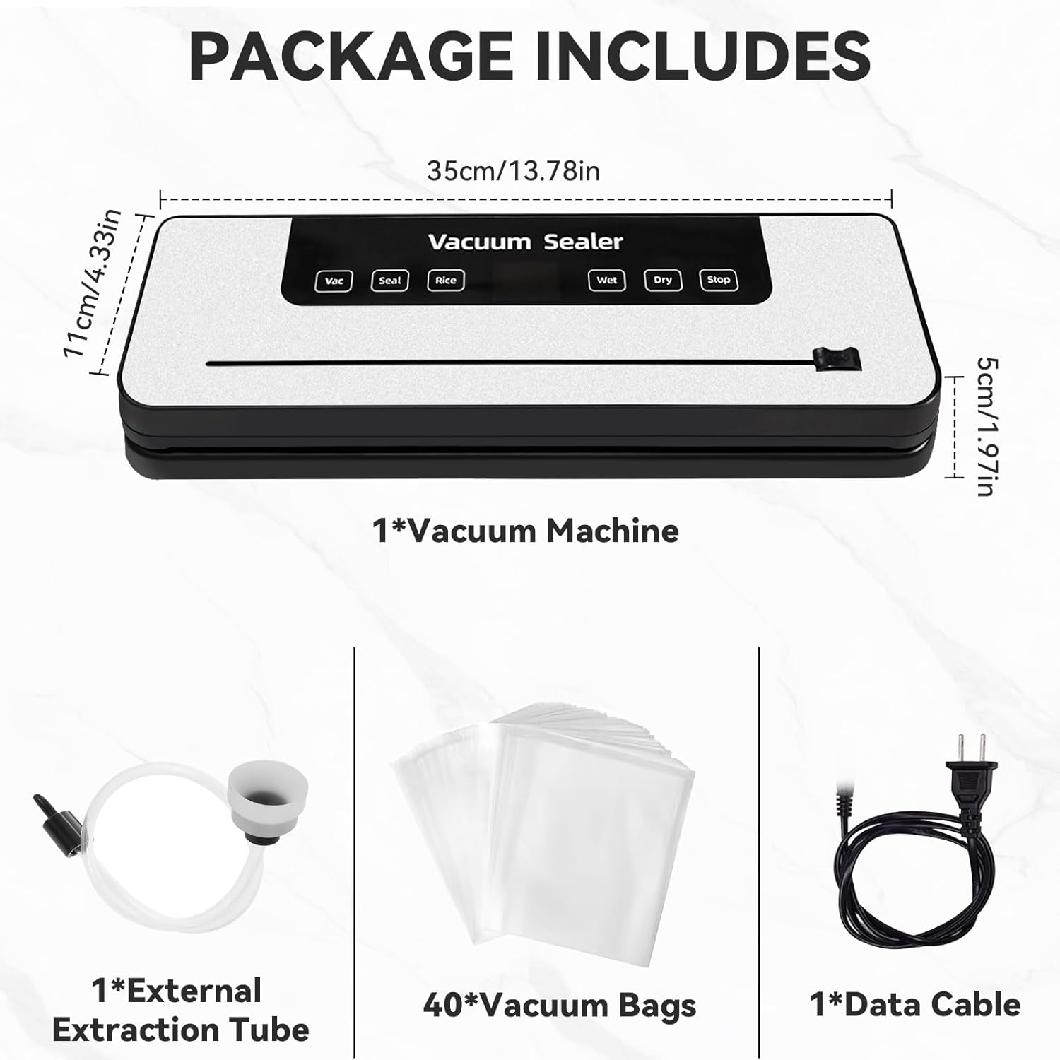 Machine Sous Vide Alimentaire - 6 en 1, 40 sacs inclus, multifonction, accessoire tuyau, pour cuisson et conservation