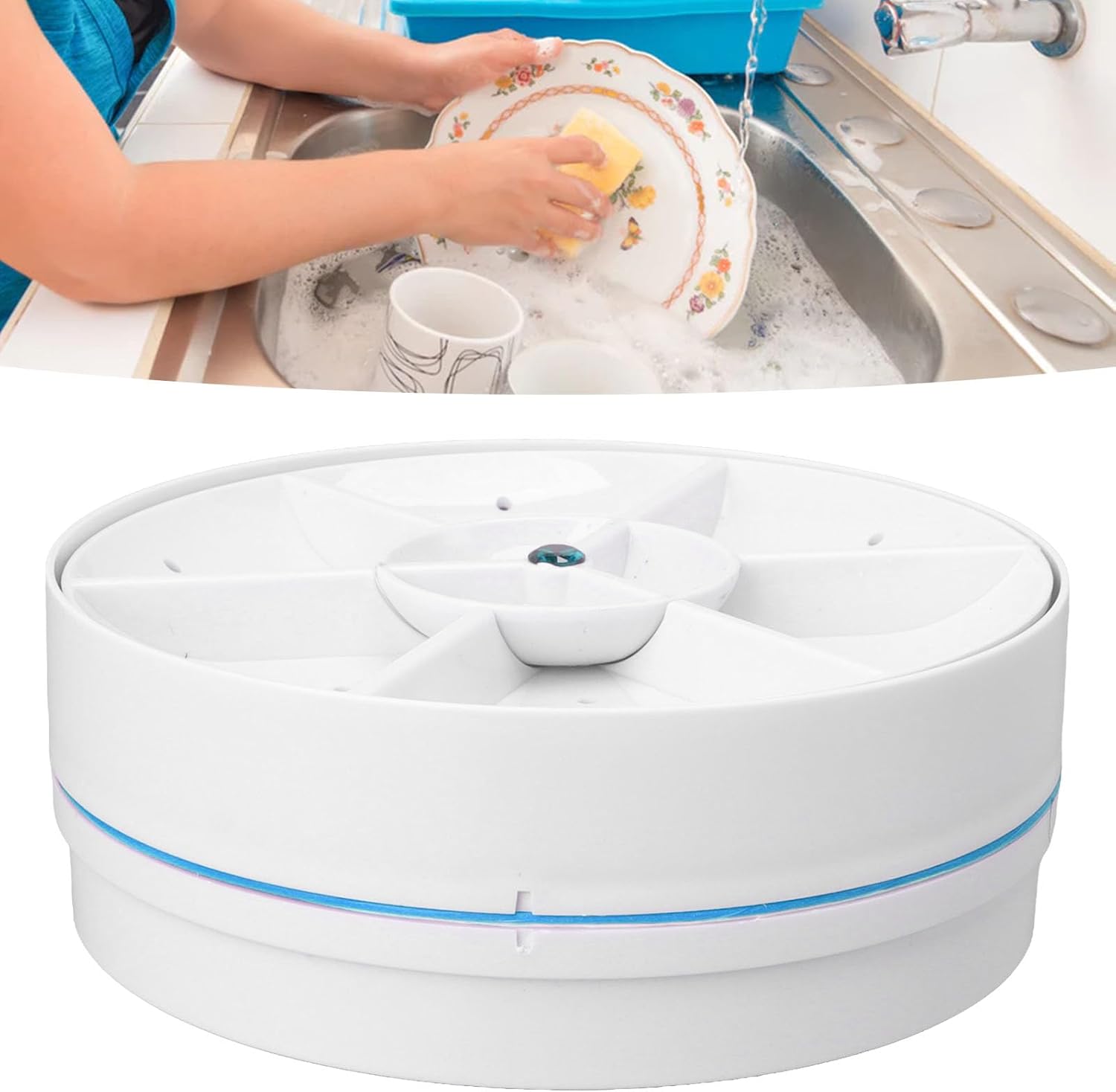 Mini lave-vaisselle portable - compact - USB sans fil, arrêt auto, bleu