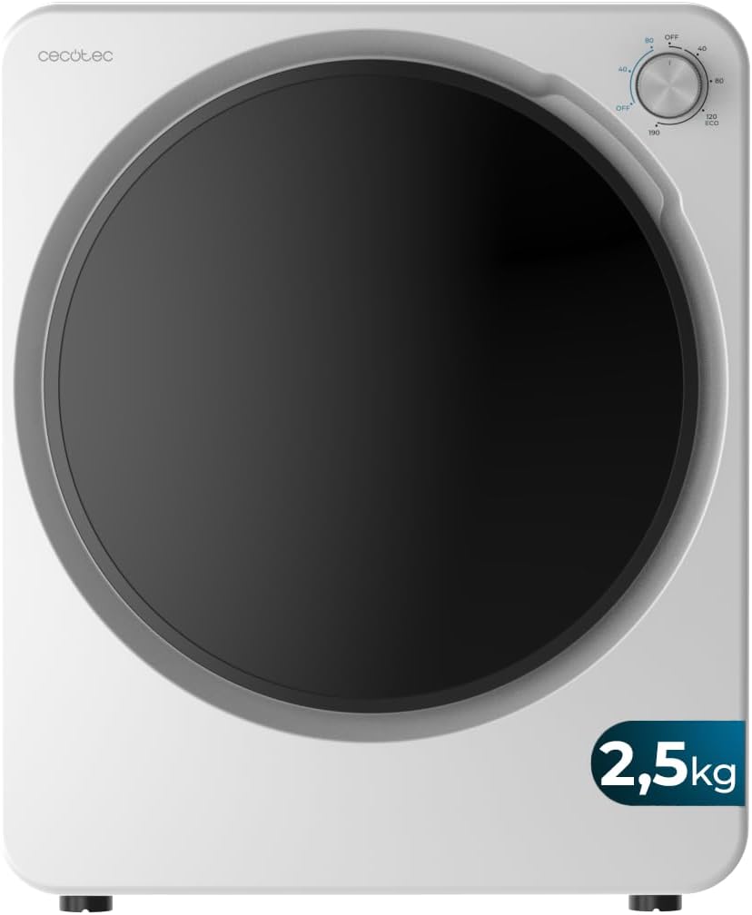 Cecotec - Bolero DressCode Dry Mini - compact 2,5 kg - 6 programmes, séchage rapide, blanc, 3150V