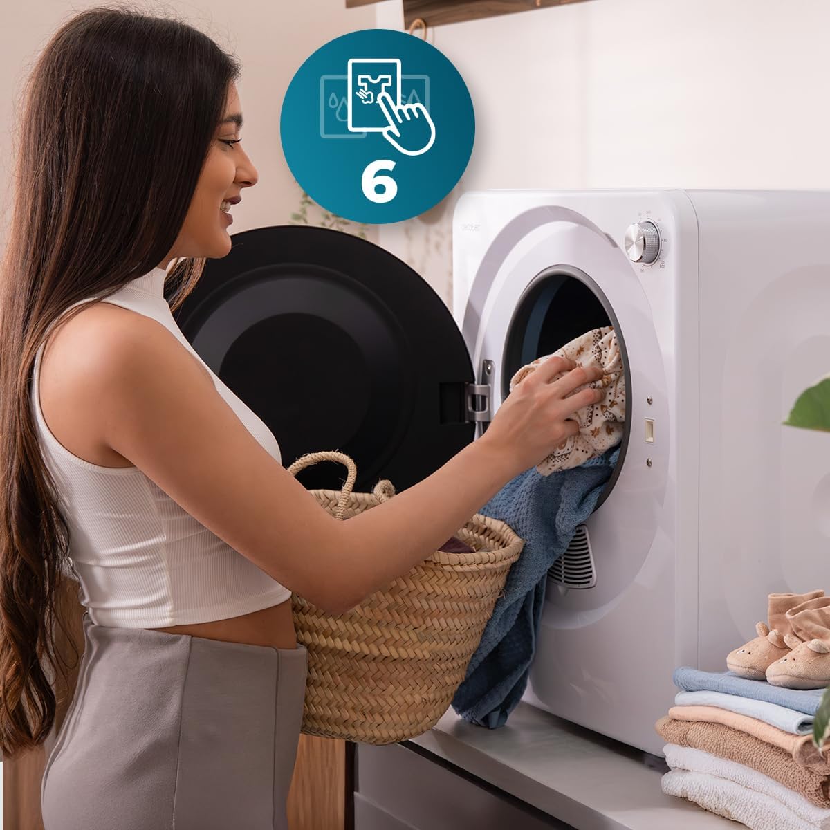 Cecotec - Bolero DressCode Dry mini sèche-linge 2,5 kg, 6 programmes, séchage rapide, compact, 3150V