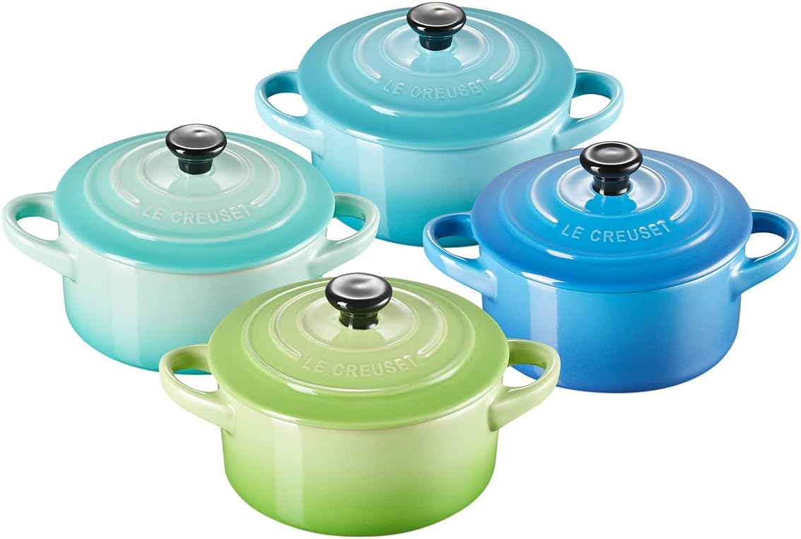 Le Creuset - Mini Cocottes Rondes Brise Marine - 10cm, 200ml - set de 4 - 79212105139100