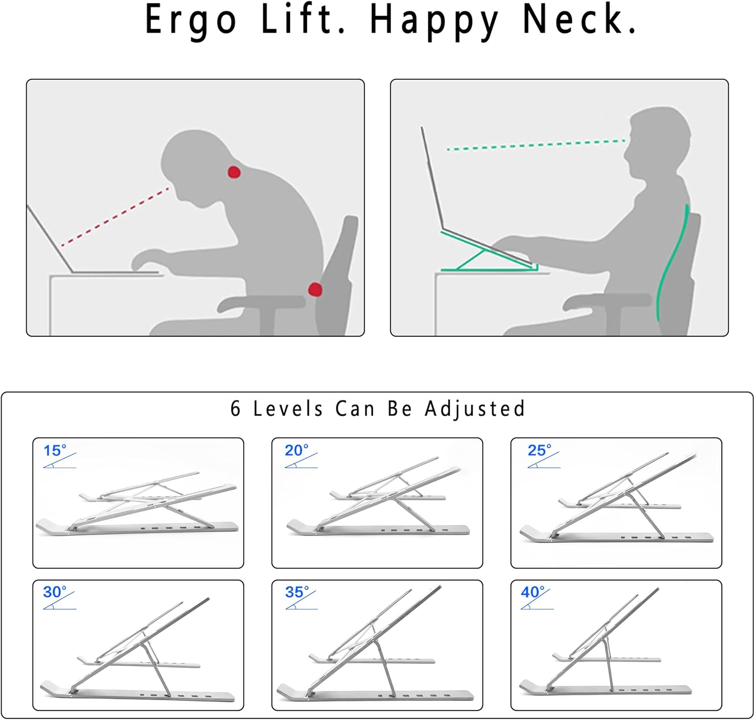 AiTodos - Support pliable aluminium - compact, ventilé, 6 positions