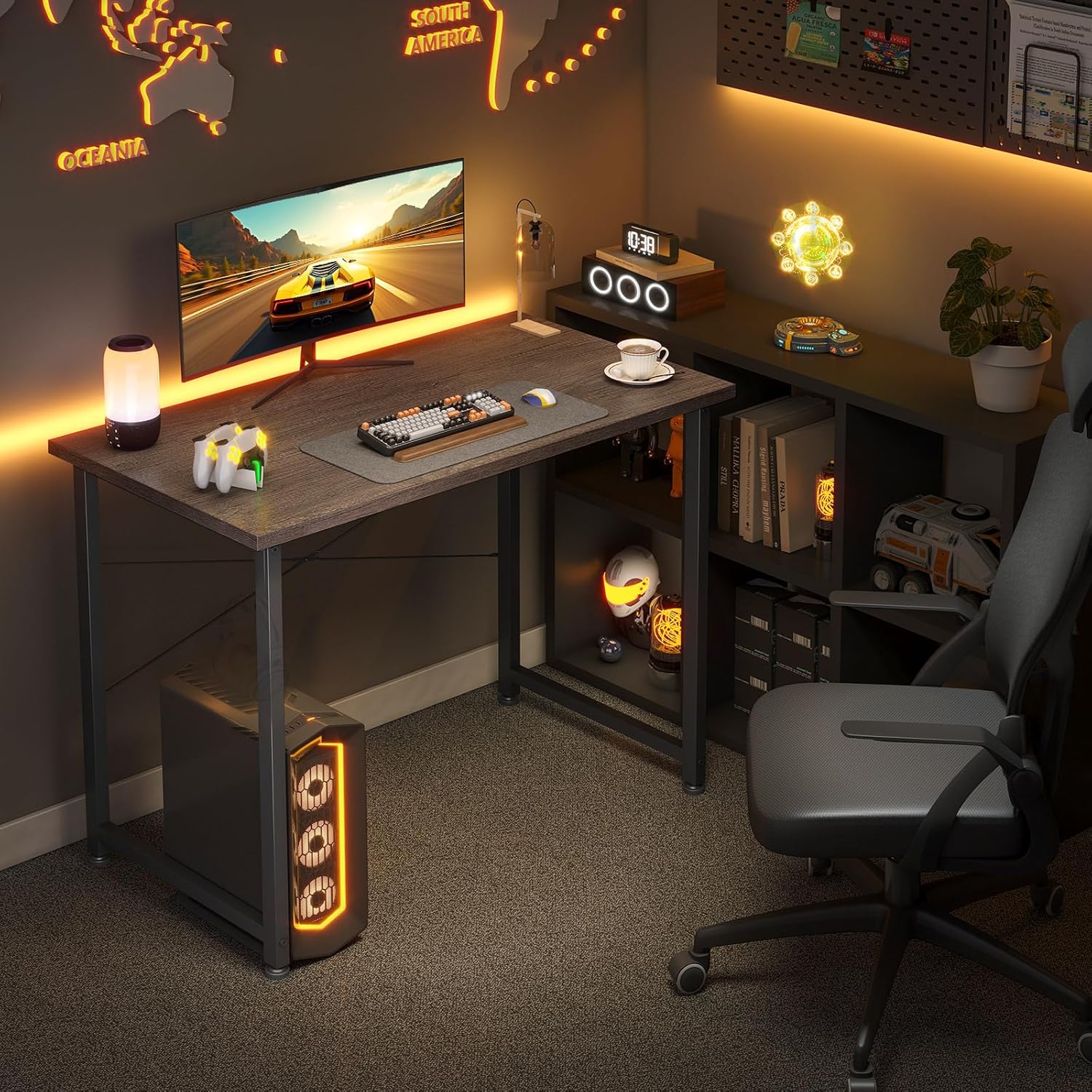 ODK - bureau d'ordinateur compact - 80x40cm - table d'étude grise