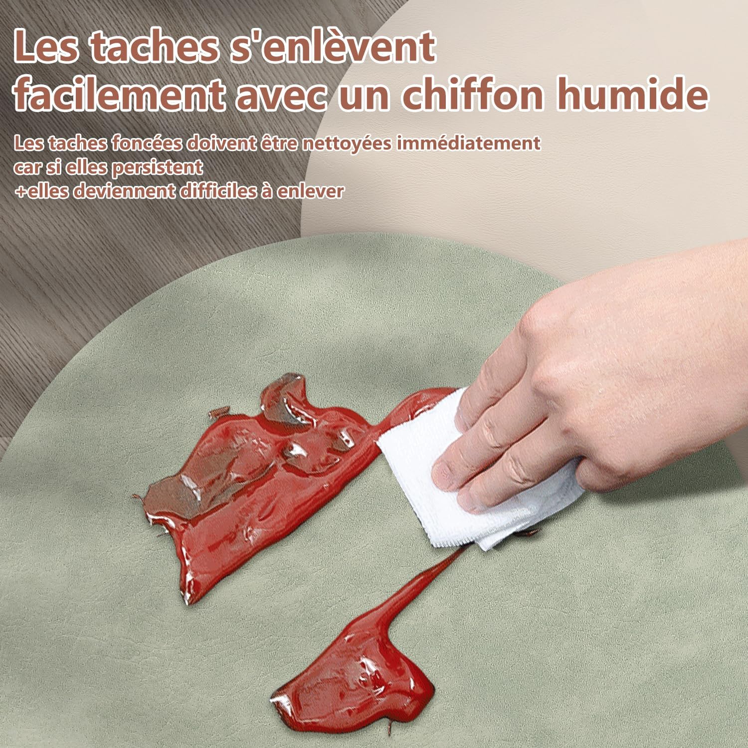 Set de table - rond double face cuir PU - 36x36cm - lavable et antidérapant