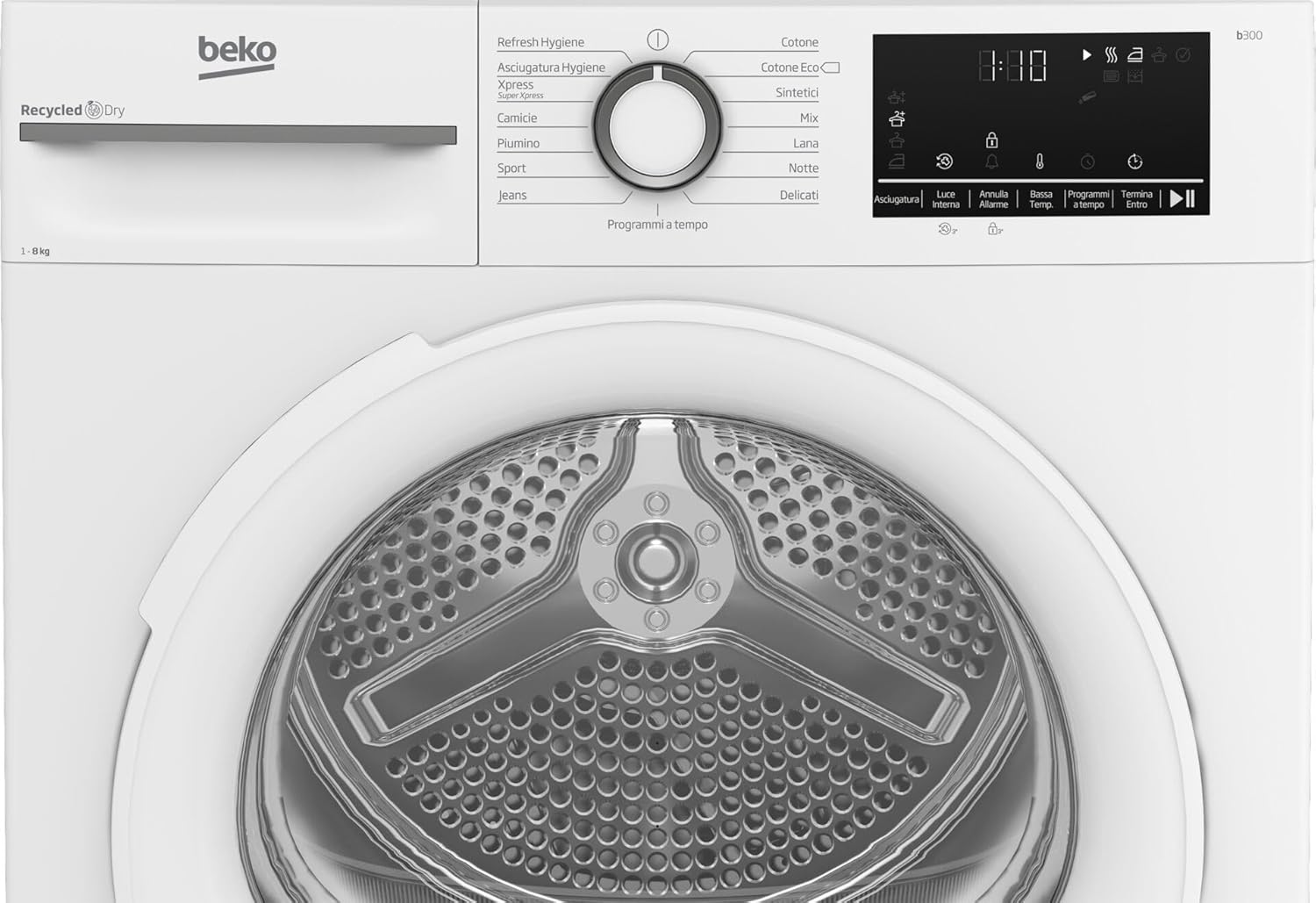 Sèche-linge 8kg, classe A+++, vapeur, touch display, blanc BMT481WI