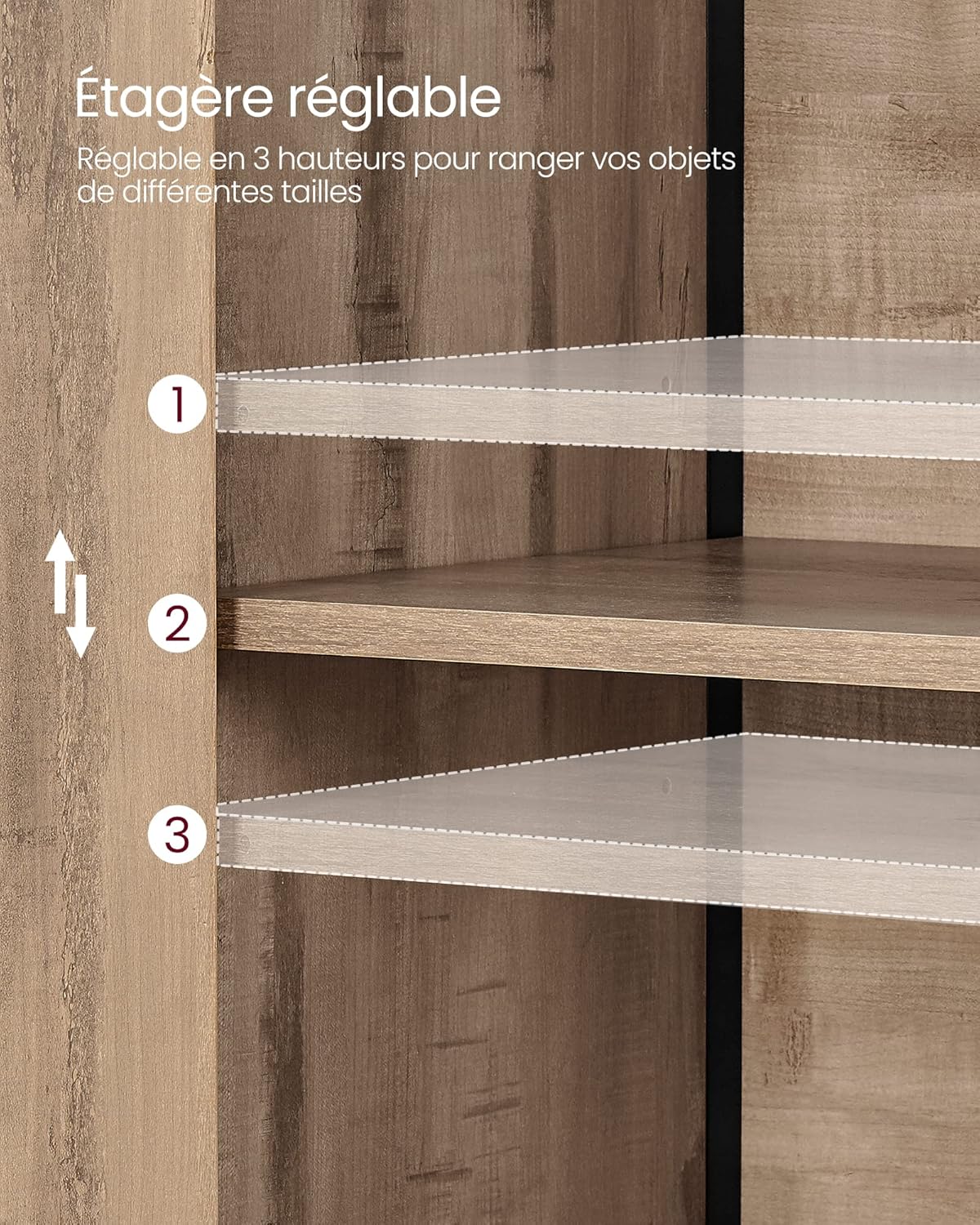 VASAGLE - buffet de rangement série LSC066B50 - rangement acier et bois, 2 étagères réglables, 70 x 30 x 80 cm - LSC066B