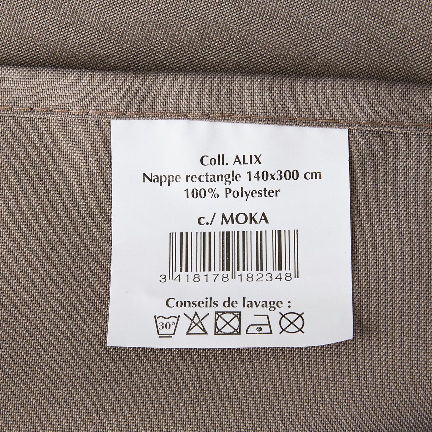 Soleil d'Ocre - Alix nappe rectangle 140x300 cm polyester moka anti-taches