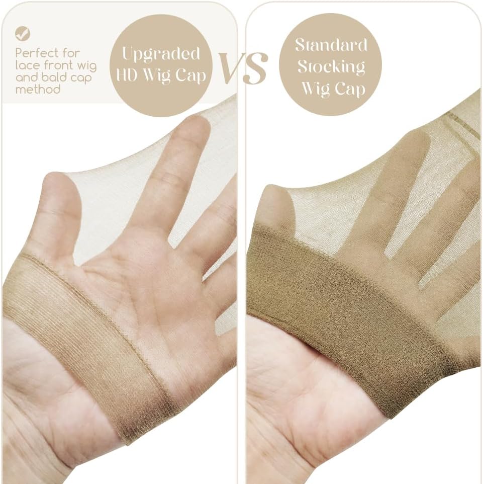 Dreamlover - bonnet de perruque HD ultra-fin, 12 pcs, marron clair, transparent et respirant