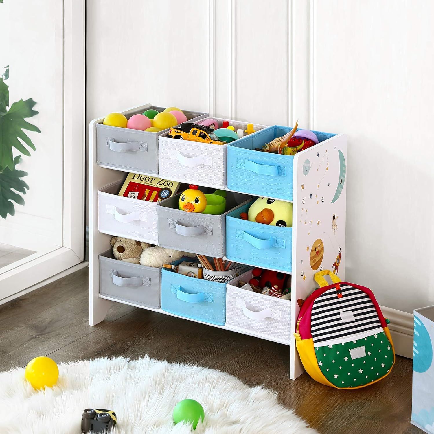 SONGMICS - étagère enfant 62,5x29,5x60cm 9 bacs amovibles blanc GKR33WT
