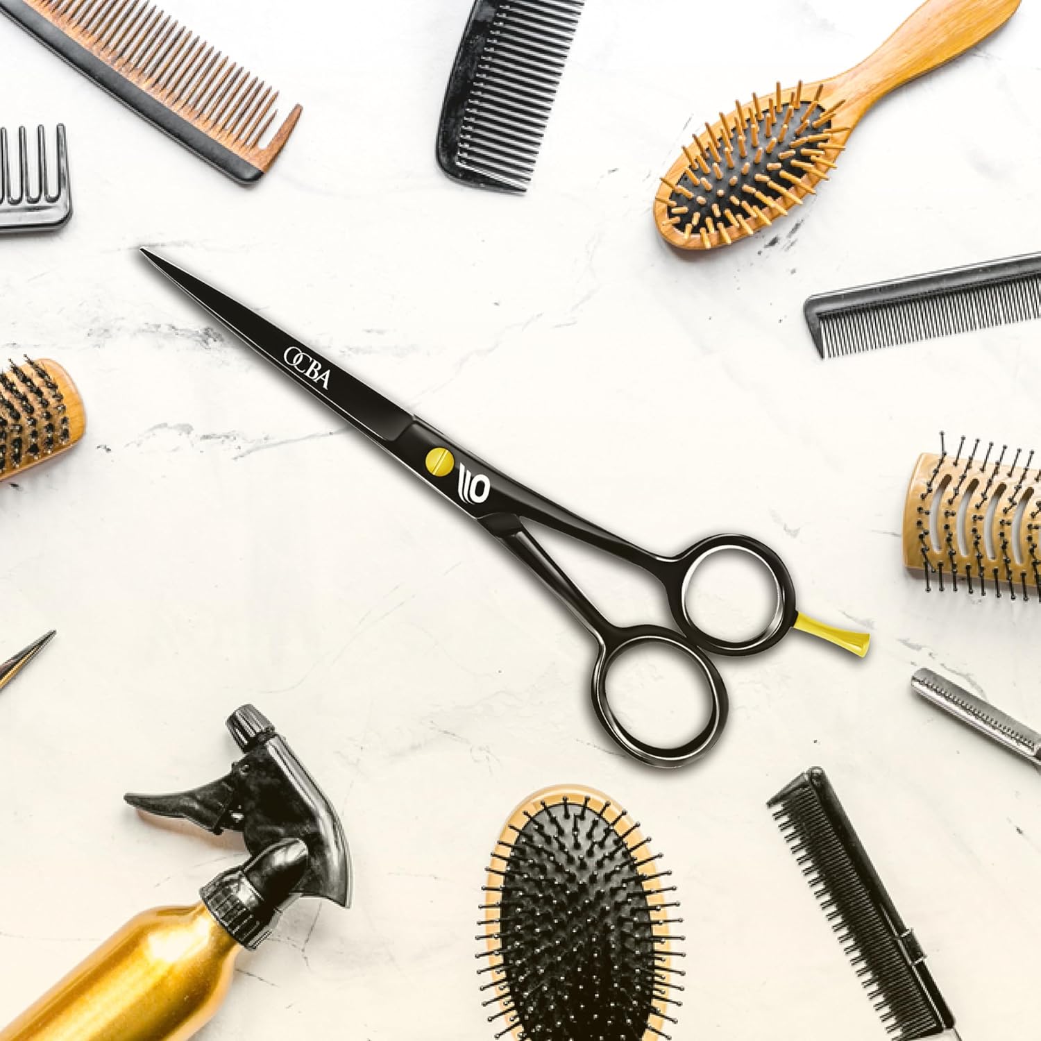 Ciseaux de coiffure - acier inoxydable - 6 pouces - style japonais noir