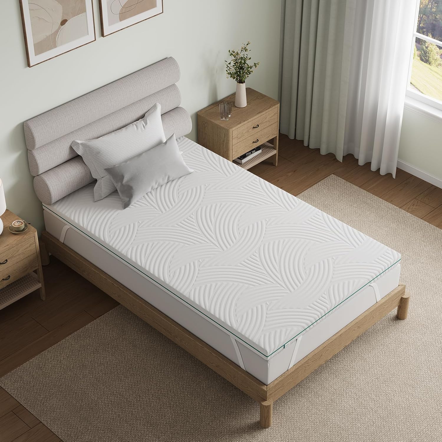 Novilla - surmatelas série mémoire de forme - 90x200 cm - 7,5 cm, housse lavable, antidérapant