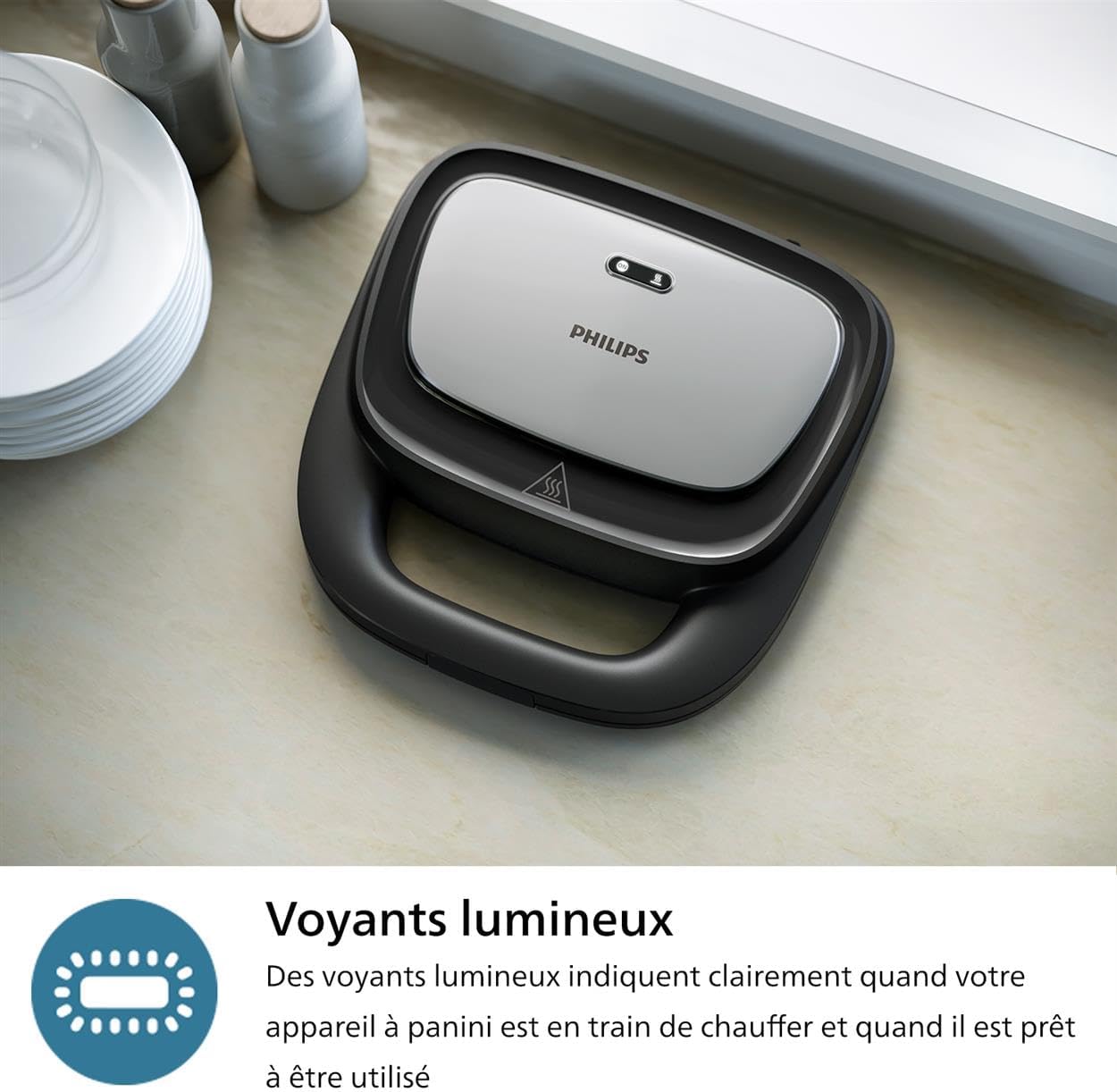 Philips - Series 5000, 3 plaques, antiadhésives, 750W, HD2350/80