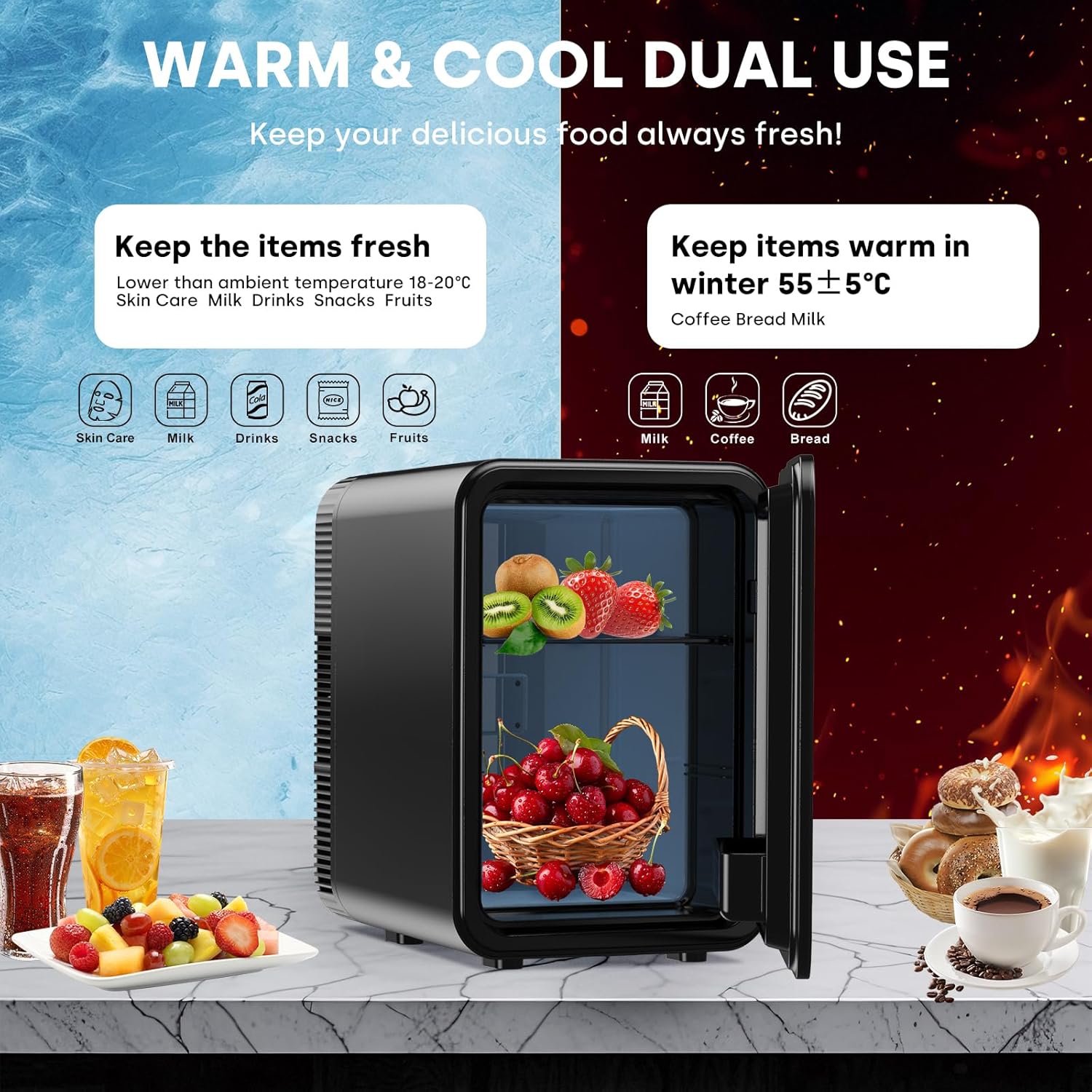 Enventor - Mini Frigo 10L - 12V/220V - Refroidissement & Chauffage