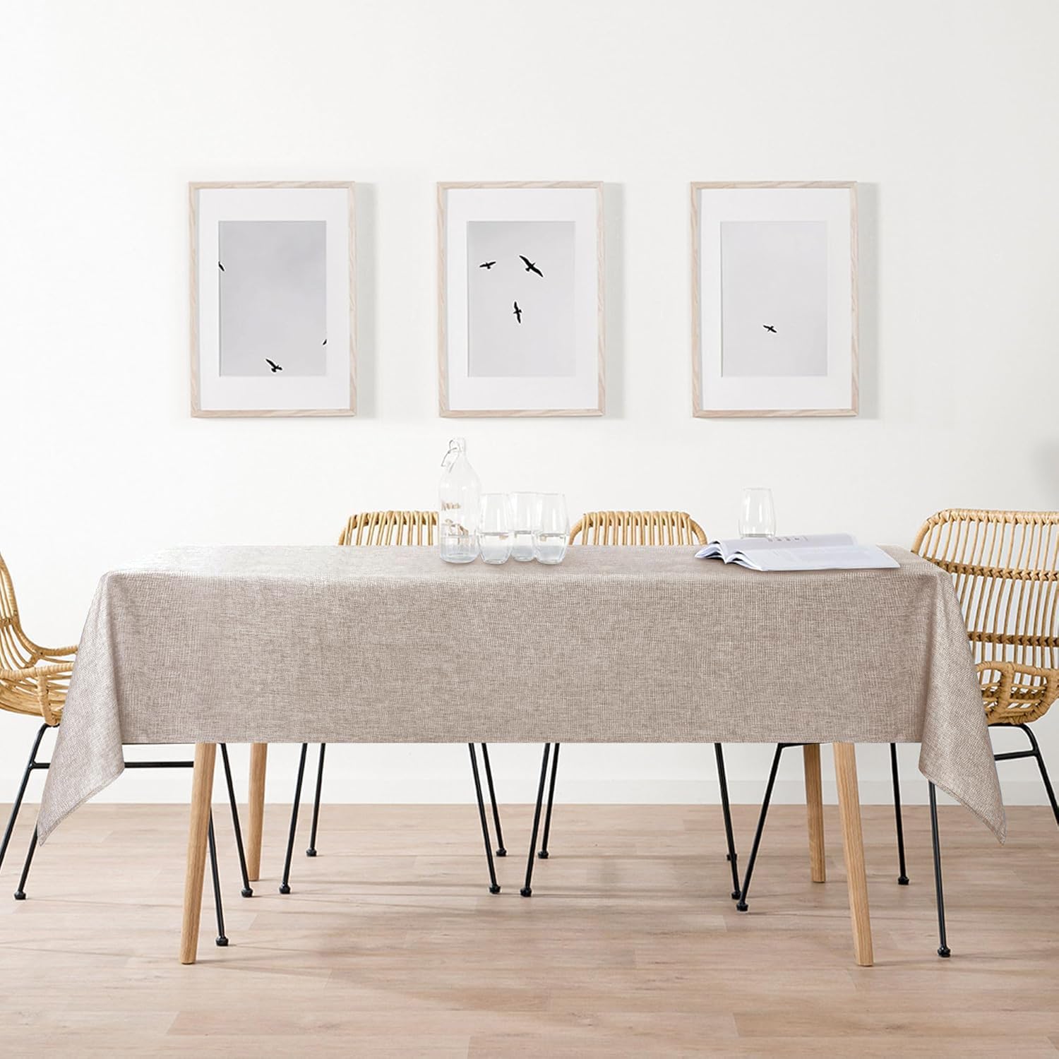 DWCN - Nappe Effet Lin Imperméable - 135x260cm - Anti-tache, Lavable - DWCN