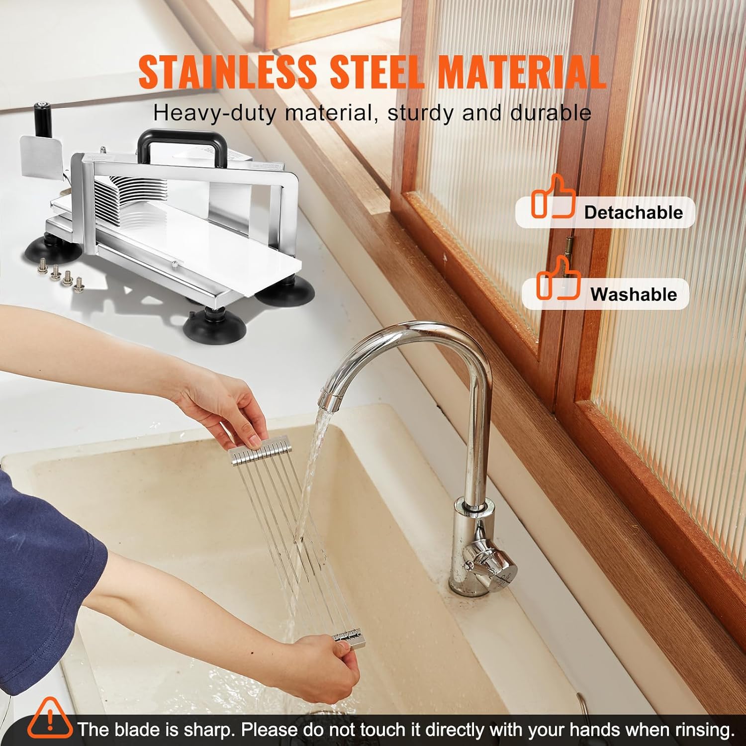 VEVOR - Coupe-tomates inox 9,5mm - pieds antidérapants robustes