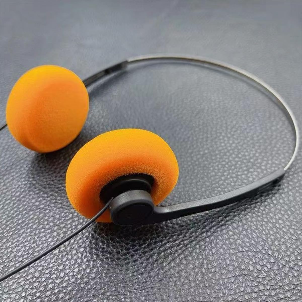 Casque supra-auriculaire rétro - léger, stéréo Hi-Fi, orange, compatible téléphones/Walkman