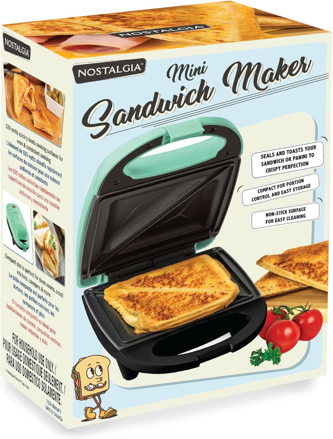 Nostalgia - Mini sandwich maker - compact - multifonction mint - MSAND5MG