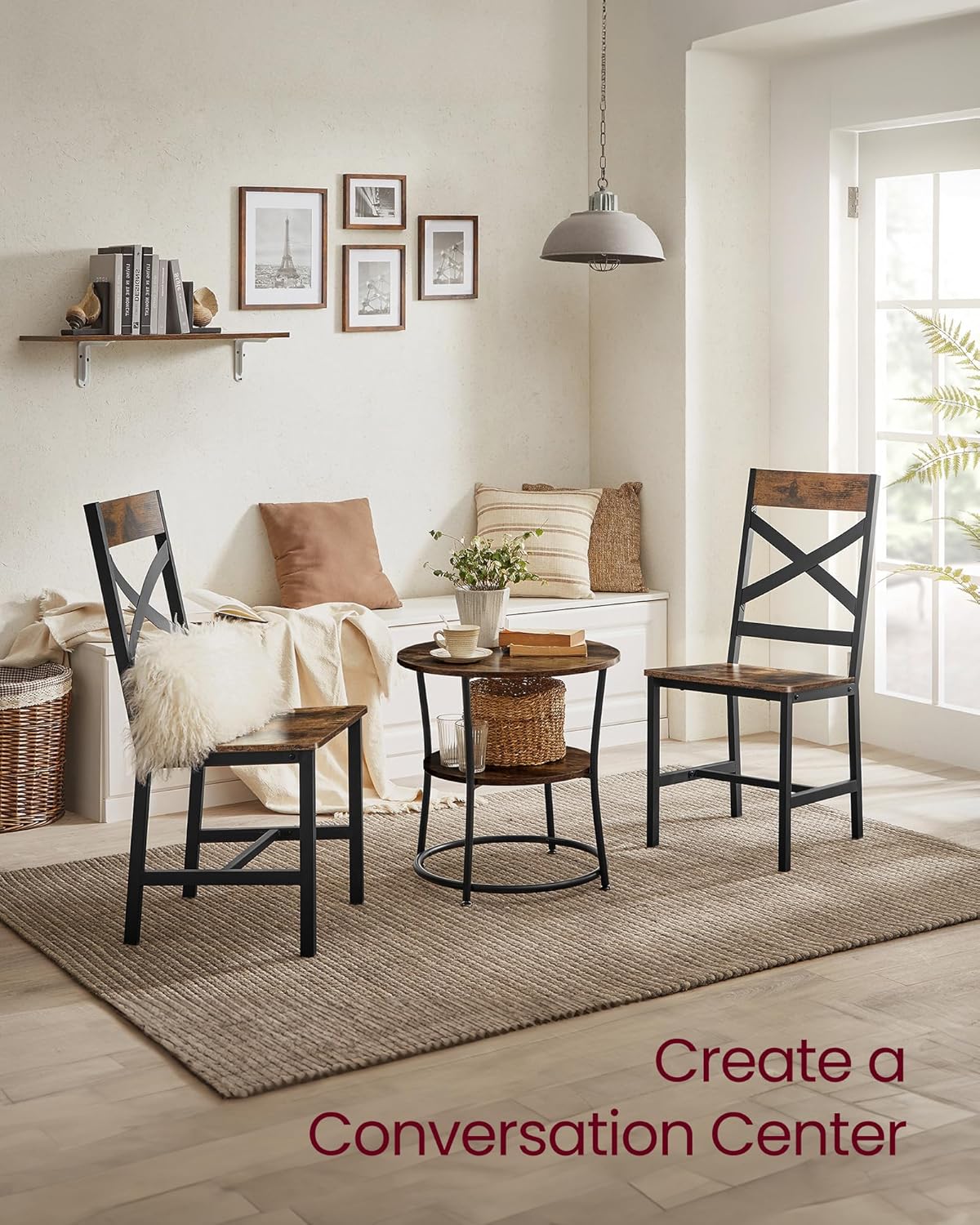 VASAGLE - lot de 2 chaises salle à manger, acier, ergonomiques, LDC094B01