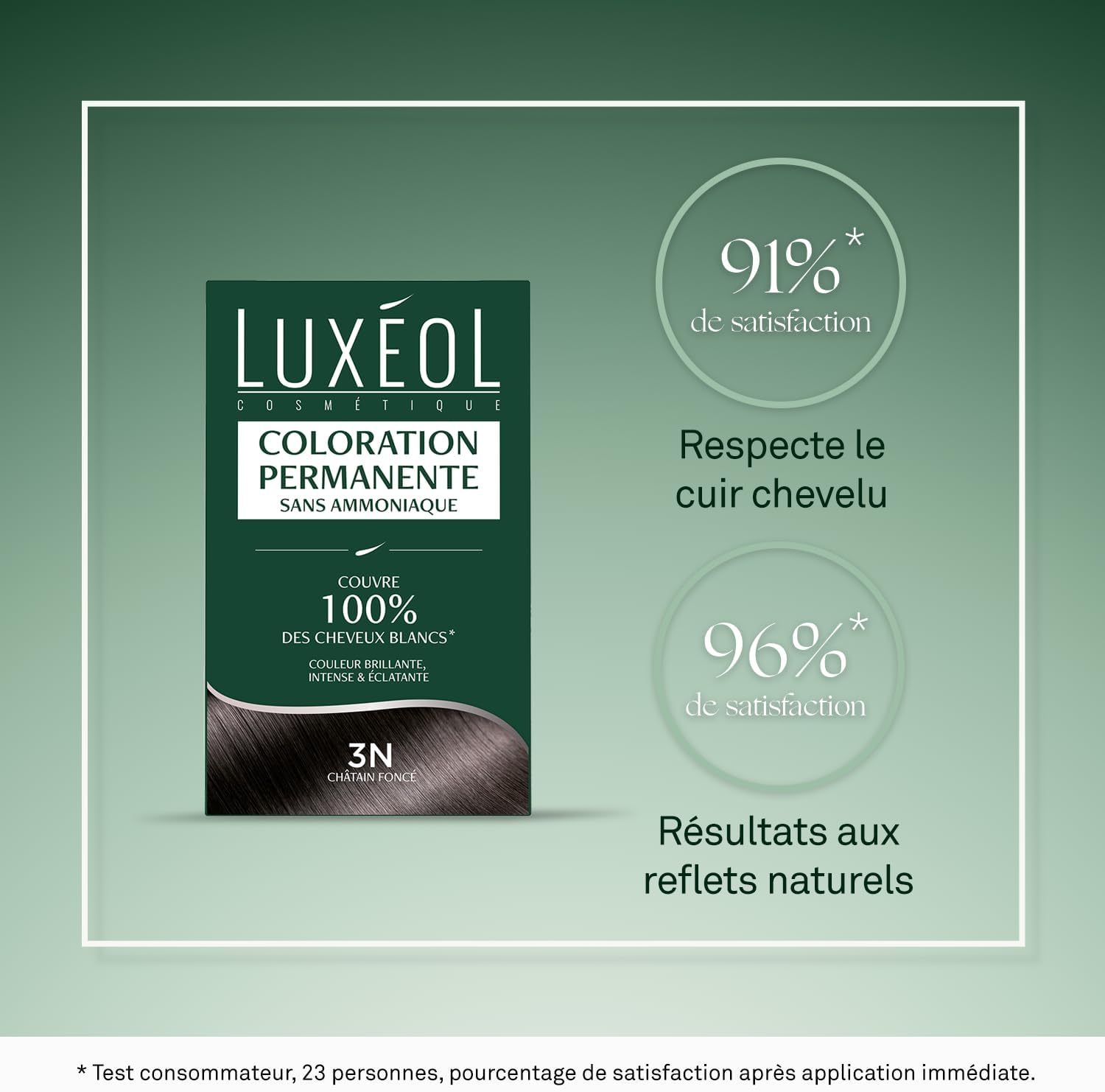 Luxéol - Coloration 3N Châtain Foncé - 60ml - couvre 100% cheveux blancs sans ammoniaque