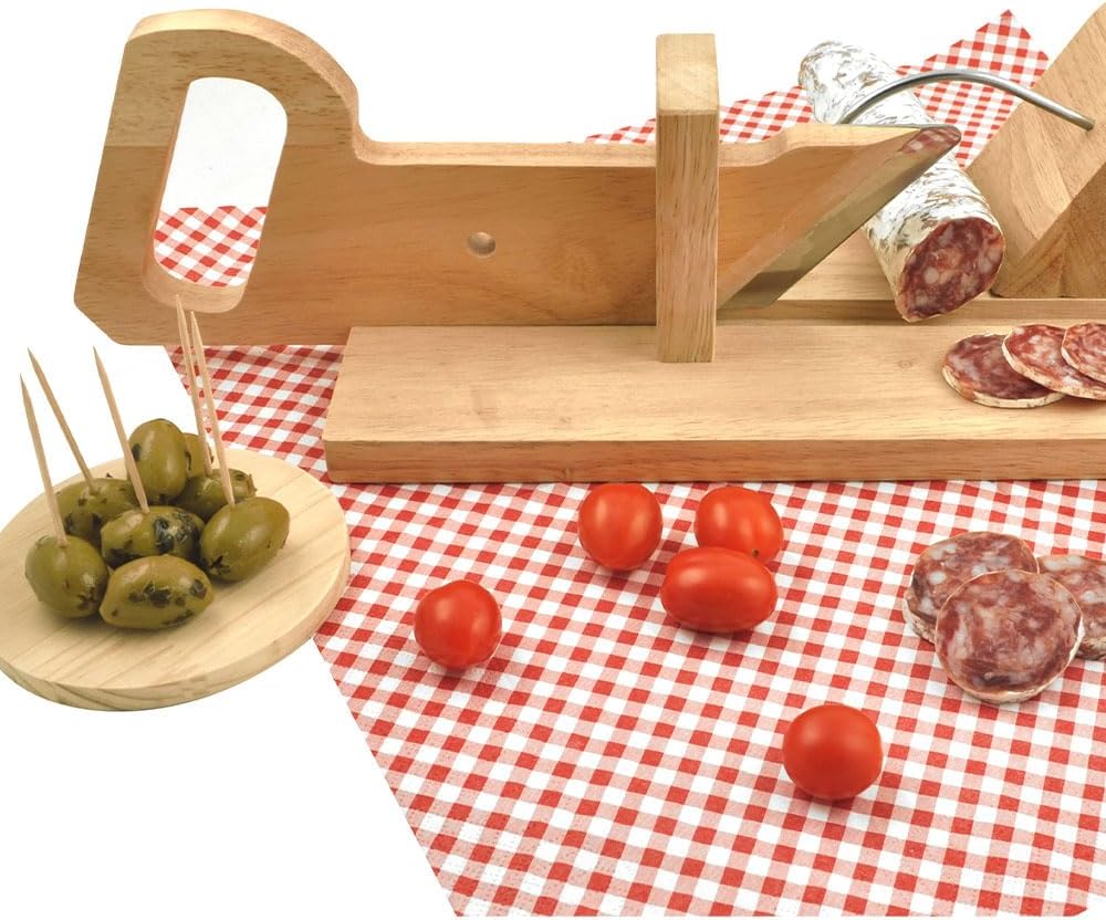 CÉCOA - trancheuse à saucisson Bois de Hêtre 28x16x12cm - lame inox, découpe précise