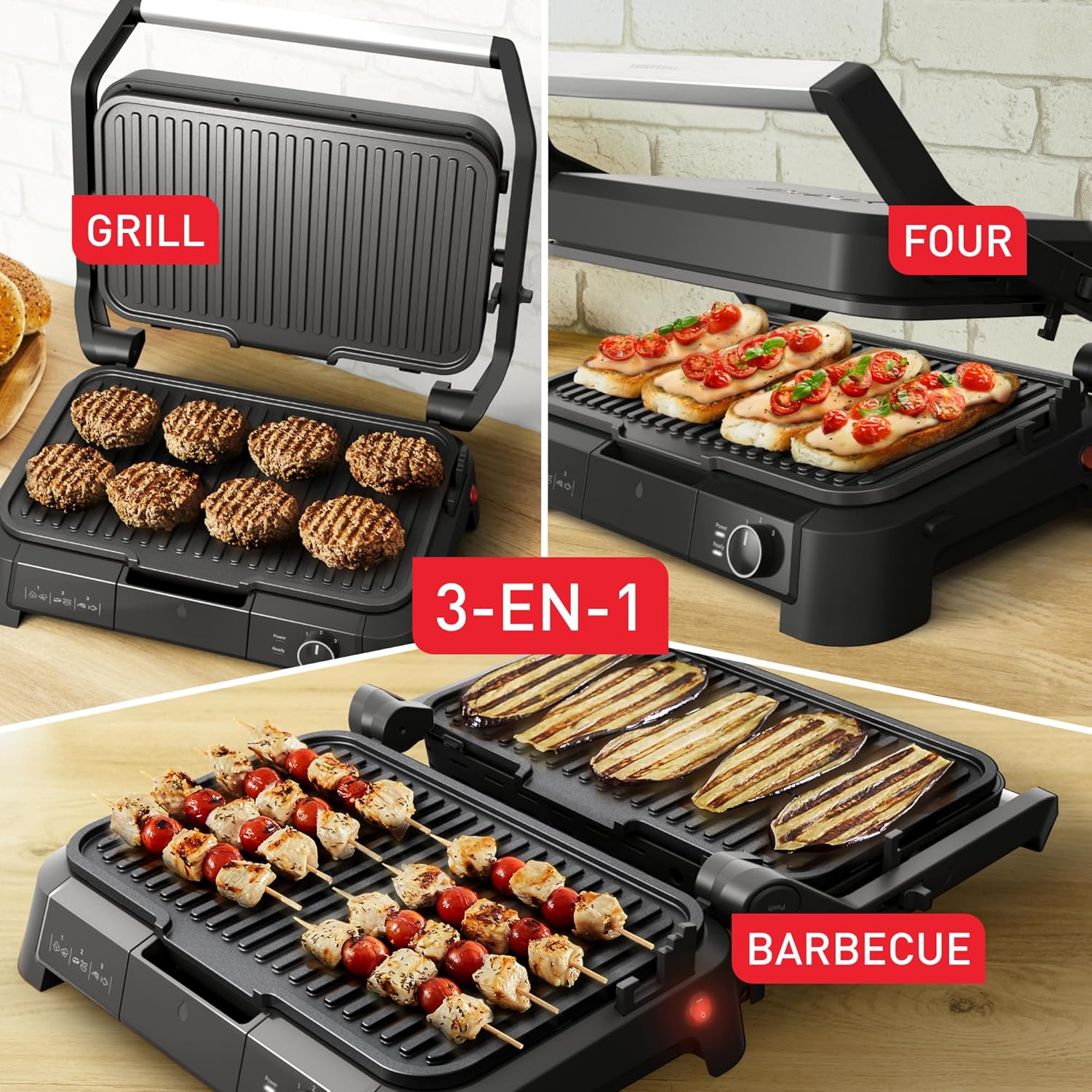 Tefal - SuperGrill XL série - surface XL - gril contact 2200W, GC520DE0
