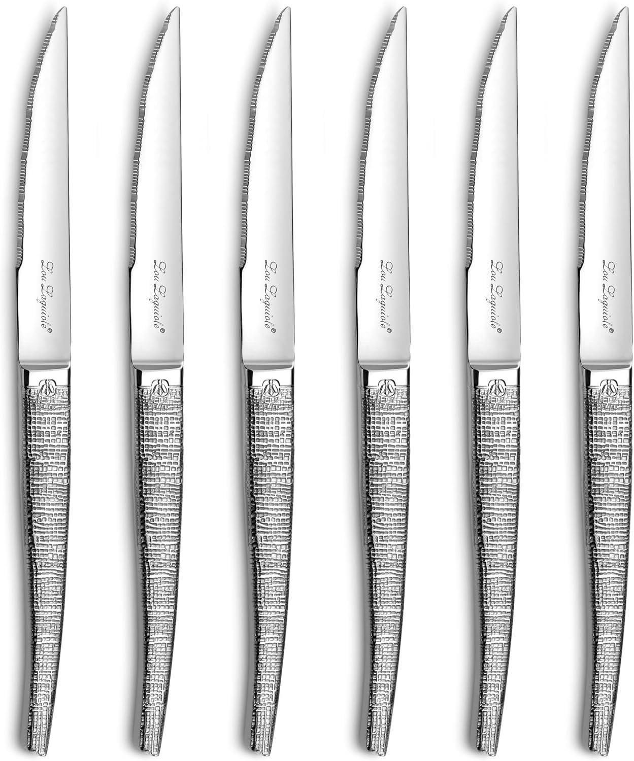 Lou Laguiole - Jet - 224 mm - Set 6 couteaux steak inox 18/0, finition Textil